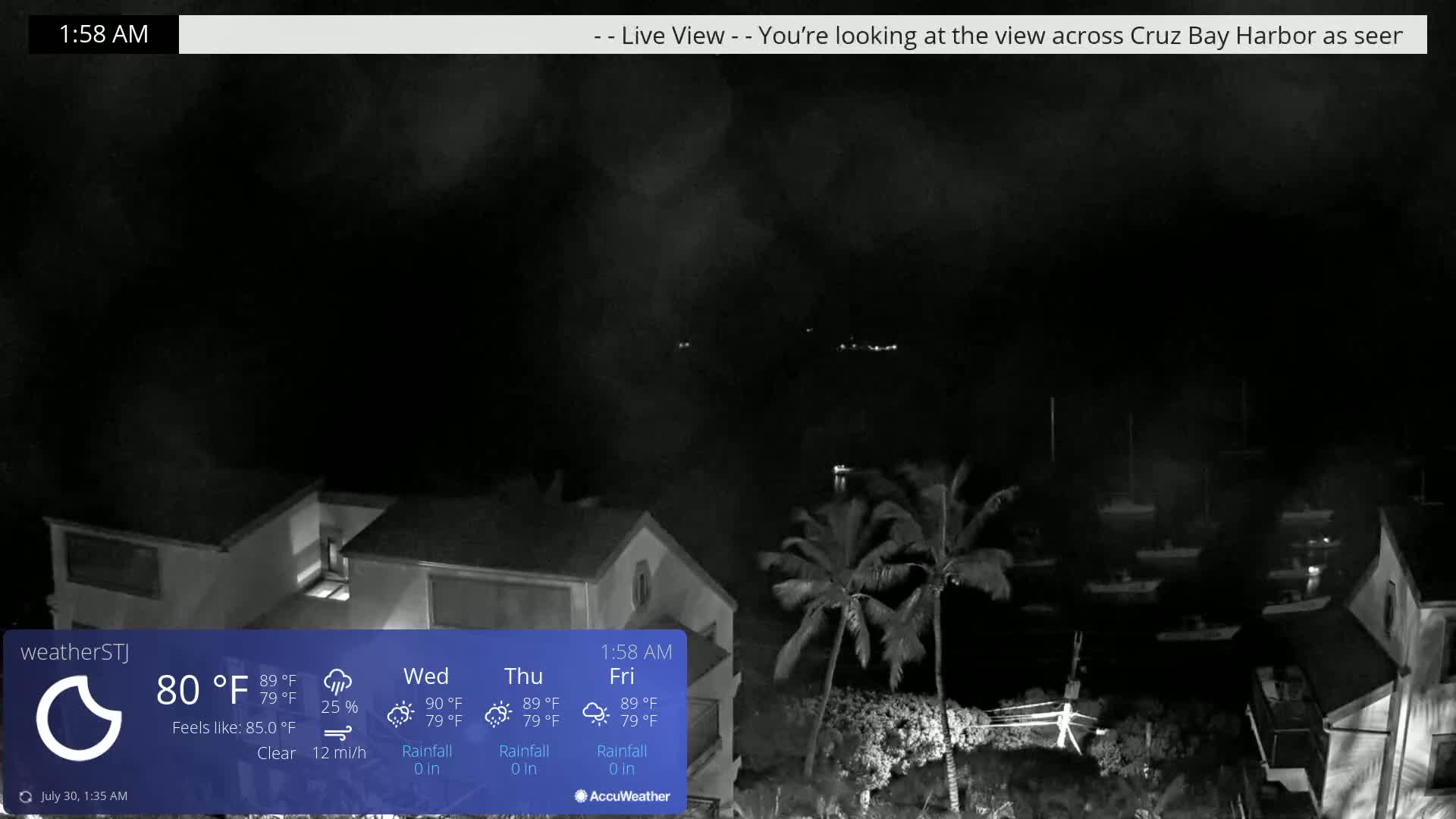 U.S Virgin Island, St John,  Mingo, Grass & Thatch Cay from Cruz Bay  Live Cam - Cruz Bay, St. John, United States Virgin Islands, USA