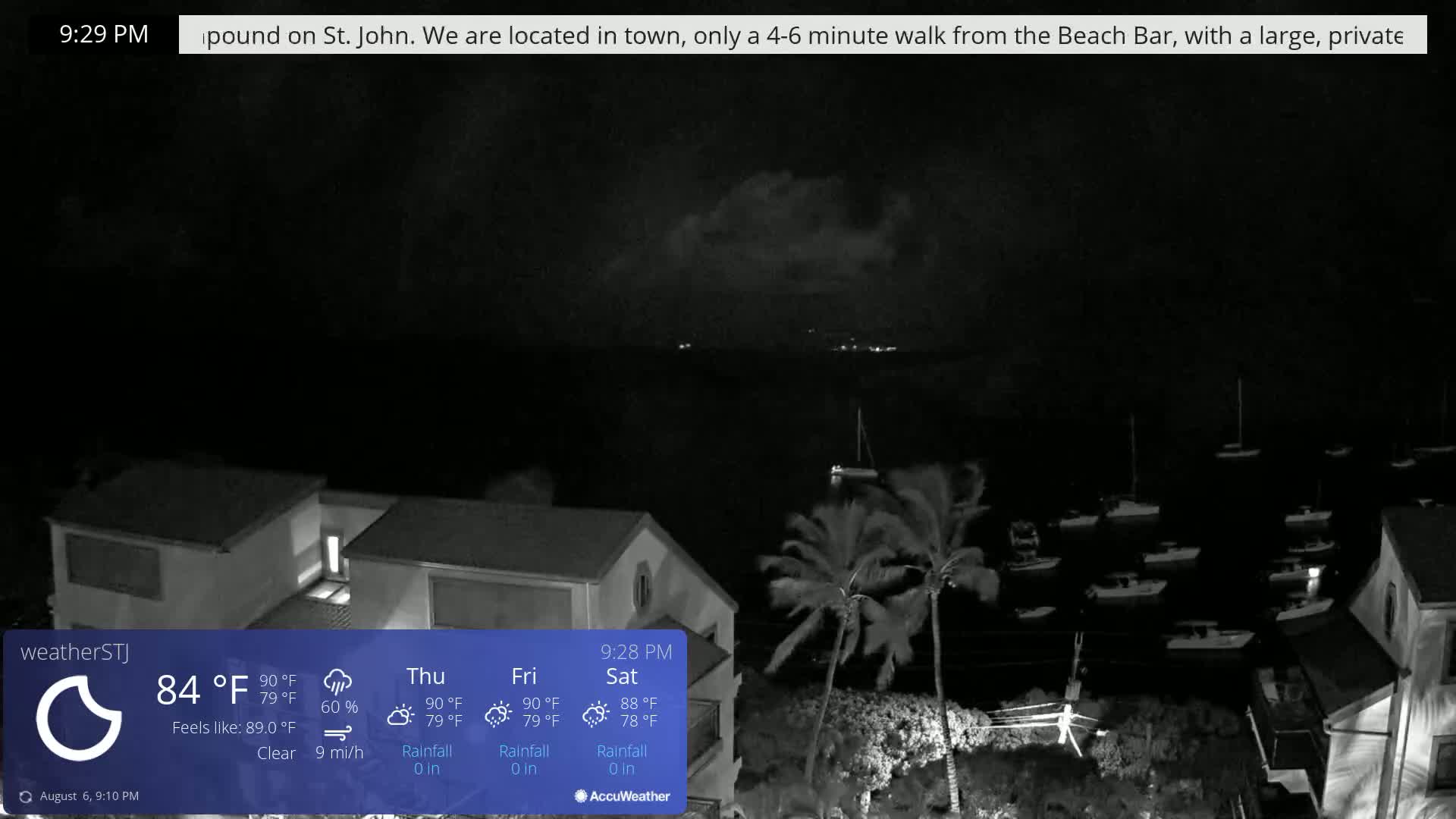 U.S Virgin Island, St John,  Mingo, Grass & Thatch Cay from Cruz Bay  Live Cam - Cruz Bay, St. John, United States Virgin Islands, USA