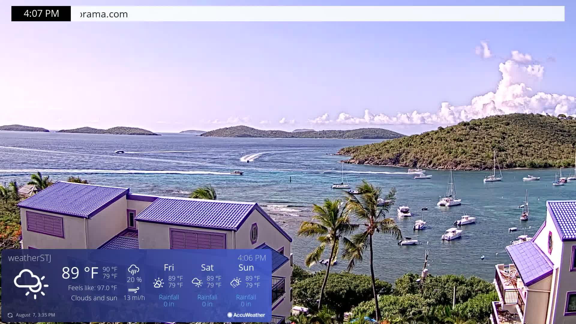 U.S Virgin Island, St John,  Mingo, Grass & Thatch Cay from Cruz Bay  Live Cam - Cruz Bay, St. John, United States Virgin Islands, USA