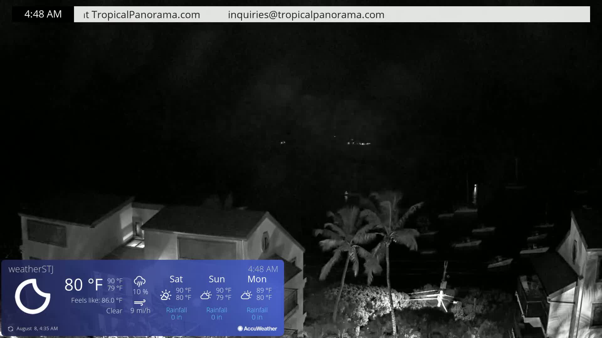 U.S Virgin Island, St John,  Mingo, Grass & Thatch Cay from Cruz Bay  Live Cam - Cruz Bay, St. John, United States Virgin Islands, USA