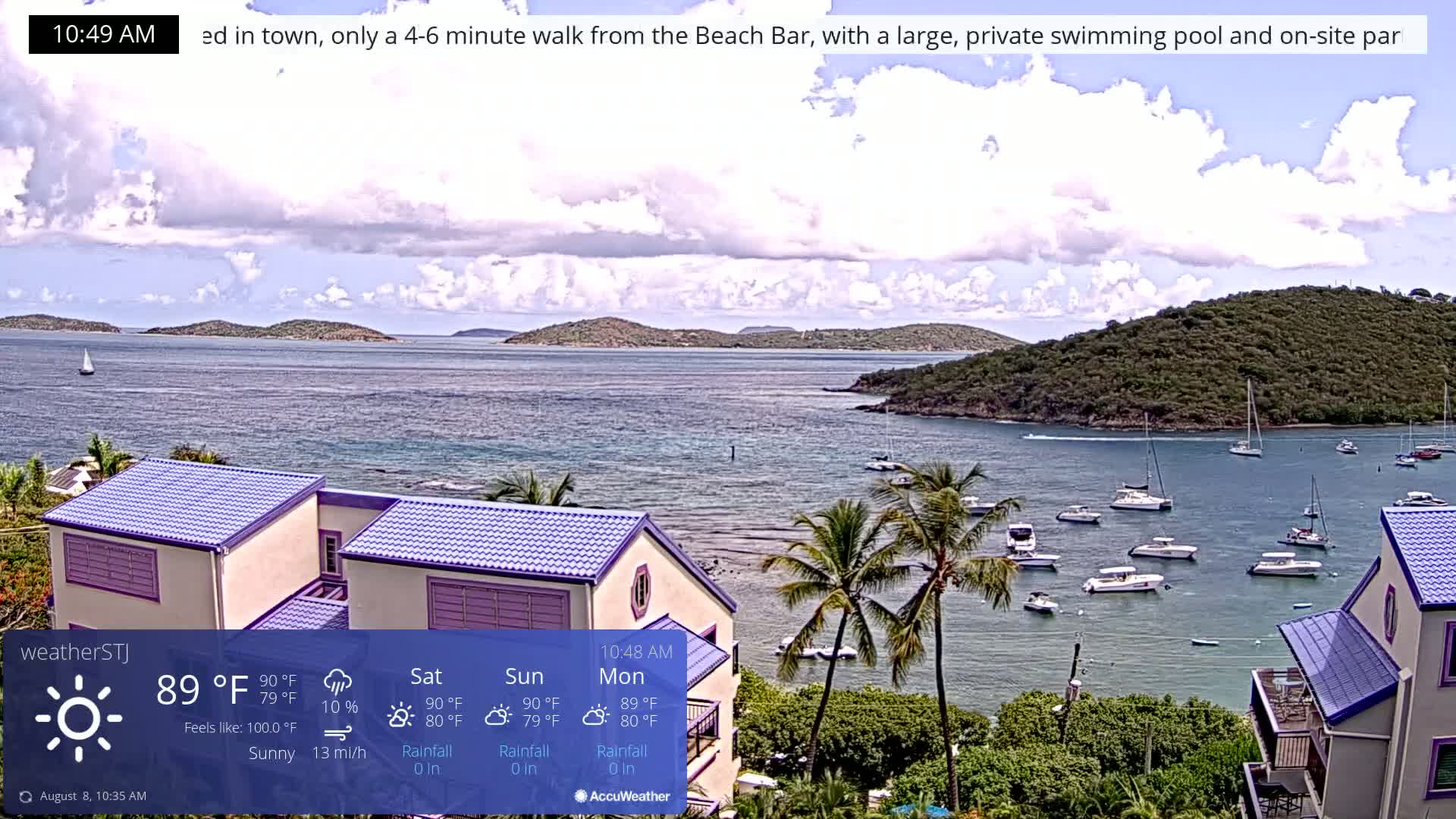 U.S Virgin Island, St John,  Mingo, Grass & Thatch Cay from Cruz Bay  Live Cam - Cruz Bay, St. John, United States Virgin Islands, USA