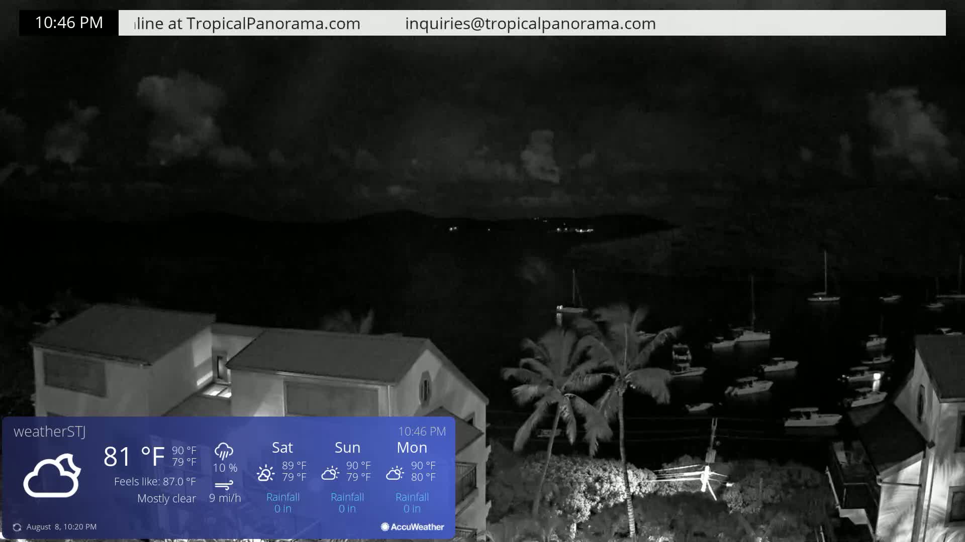 U.S Virgin Island, St John,  Mingo, Grass & Thatch Cay from Cruz Bay  Live Cam - Cruz Bay, St. John, United States Virgin Islands, USA