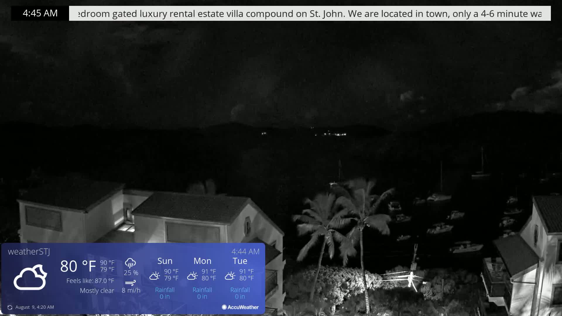 U.S Virgin Island, St John,  Mingo, Grass & Thatch Cay from Cruz Bay  Live Cam - Cruz Bay, St. John, United States Virgin Islands, USA