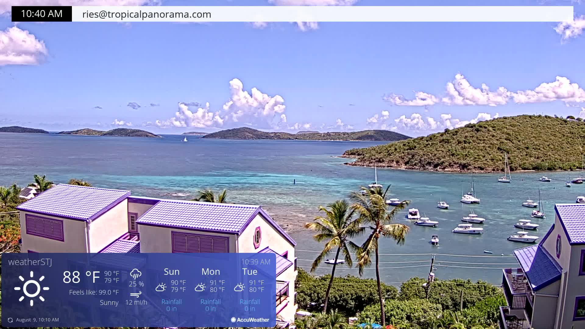 U.S Virgin Island, St John,  Mingo, Grass & Thatch Cay from Cruz Bay  Live Cam - Cruz Bay, St. John, United States Virgin Islands, USA