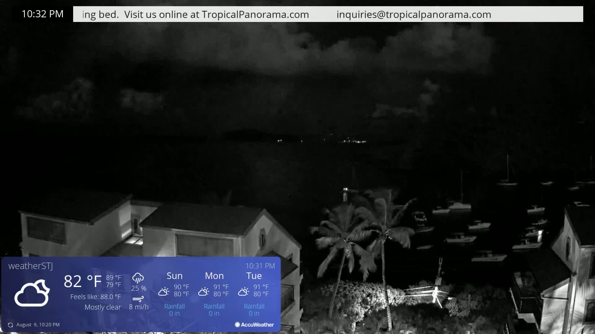 U.S Virgin Island, St John,  Mingo, Grass & Thatch Cay from Cruz Bay  Live Cam - Cruz Bay, St. John, United States Virgin Islands, USA