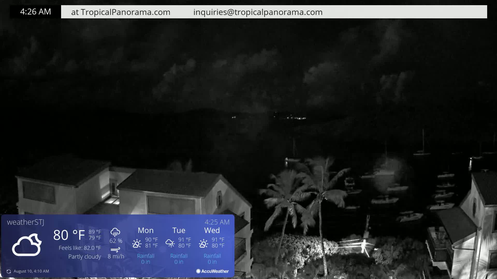 U.S Virgin Island, St John,  Mingo, Grass & Thatch Cay from Cruz Bay  Live Cam - Cruz Bay, St. John, United States Virgin Islands, USA