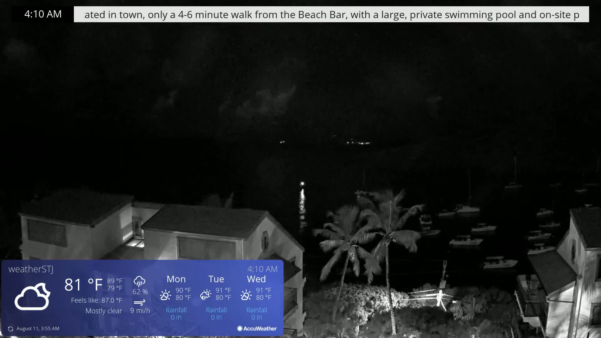 U.S Virgin Island, St John,  Mingo, Grass & Thatch Cay from Cruz Bay  Live Cam - Cruz Bay, St. John, United States Virgin Islands, USA