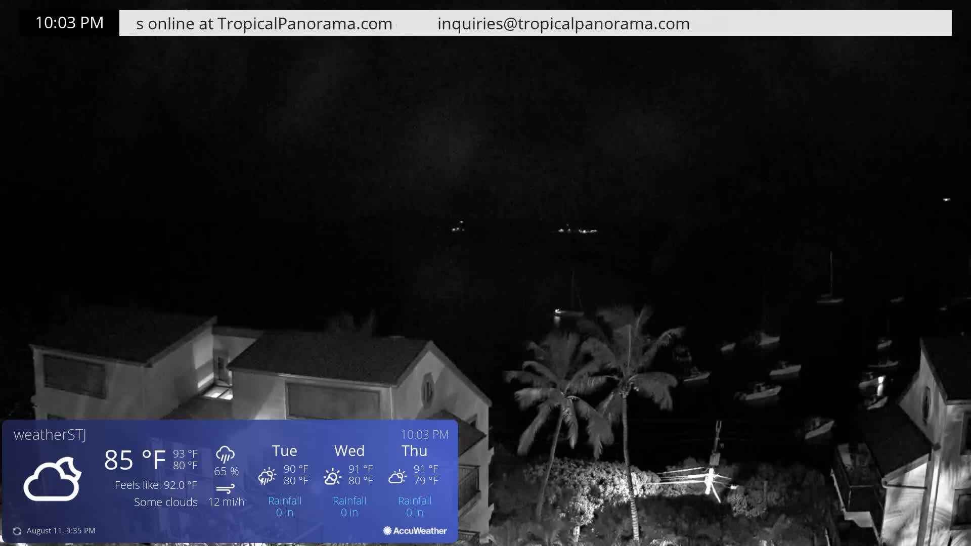 U.S Virgin Island, St John,  Mingo, Grass & Thatch Cay from Cruz Bay  Live Cam - Cruz Bay, St. John, United States Virgin Islands, USA