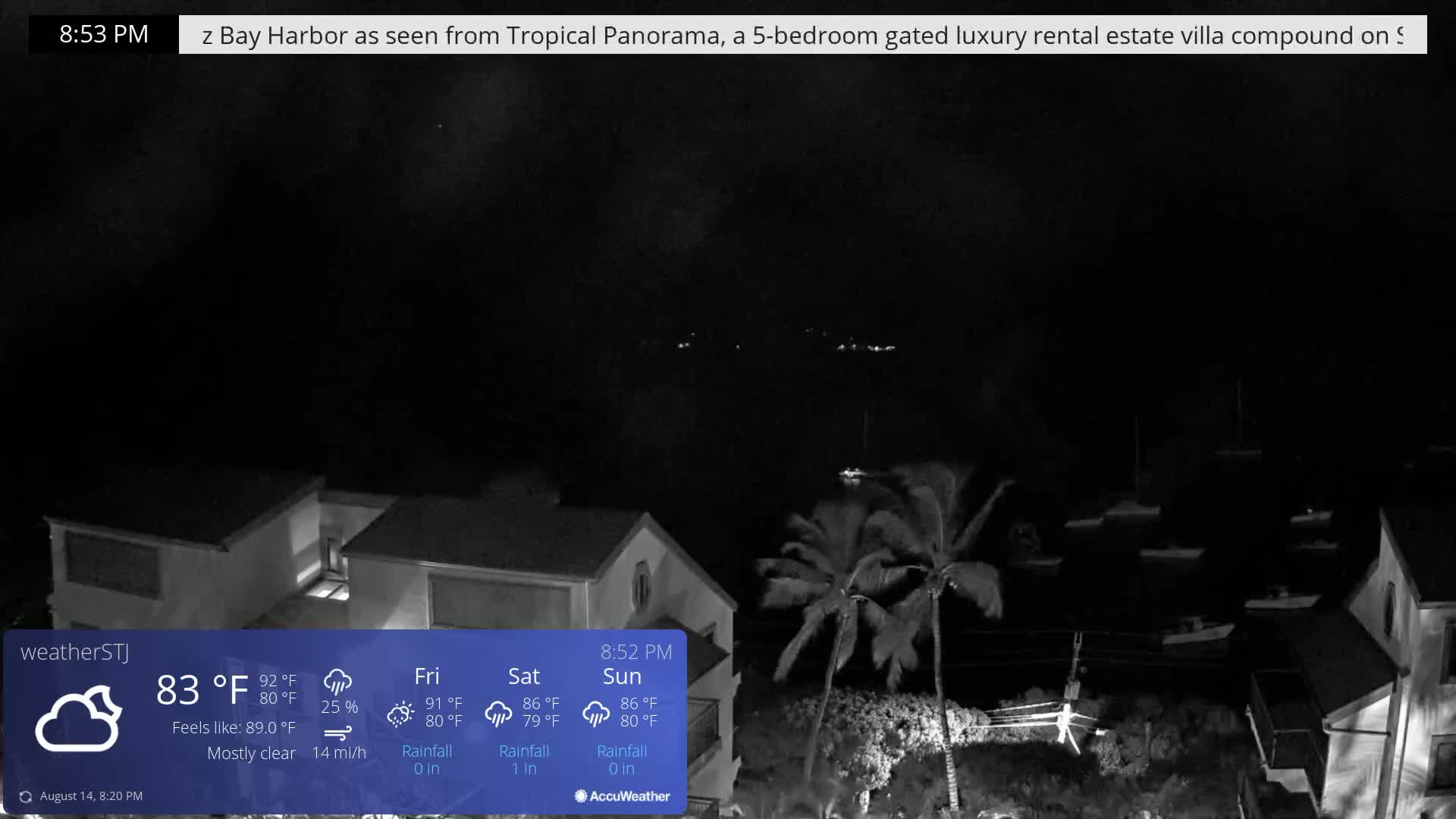 U.S Virgin Island, St John,  Mingo, Grass & Thatch Cay from Cruz Bay  Live Cam - Cruz Bay, St. John, United States Virgin Islands, USA