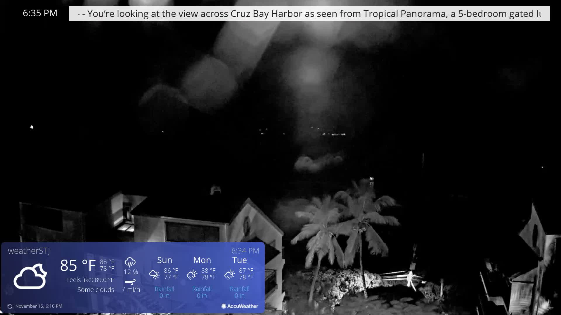 U.S Virgin Island, St John,  Mingo, Grass & Thatch Cay from Cruz Bay  Live Cam - Cruz Bay, St. John, United States Virgin Islands, USA