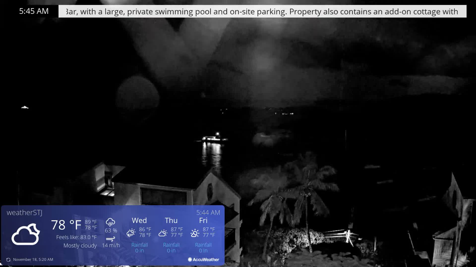 U.S Virgin Island, St John,  Mingo, Grass & Thatch Cay from Cruz Bay  Live Cam - Cruz Bay, St. John, United States Virgin Islands, USA