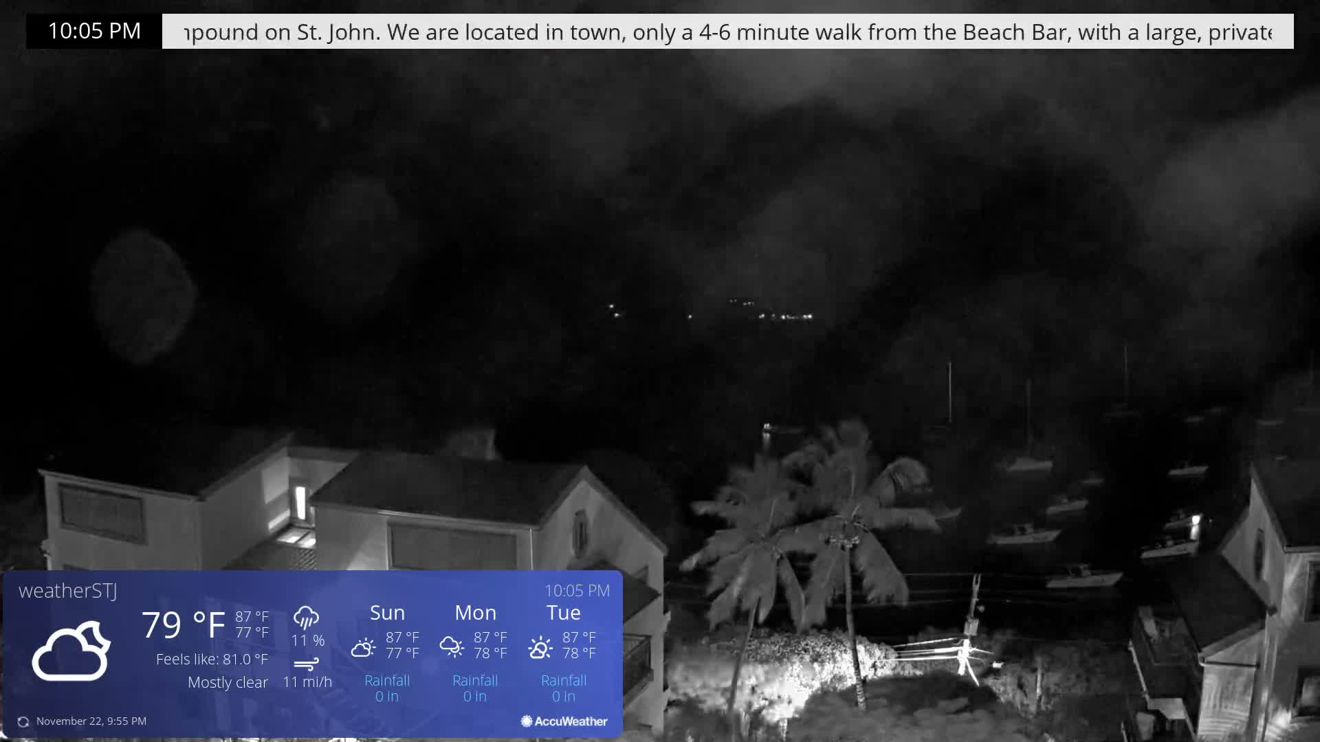 U.S Virgin Island, St John,  Mingo, Grass & Thatch Cay from Cruz Bay  Live Cam - Cruz Bay, St. John, United States Virgin Islands, USA