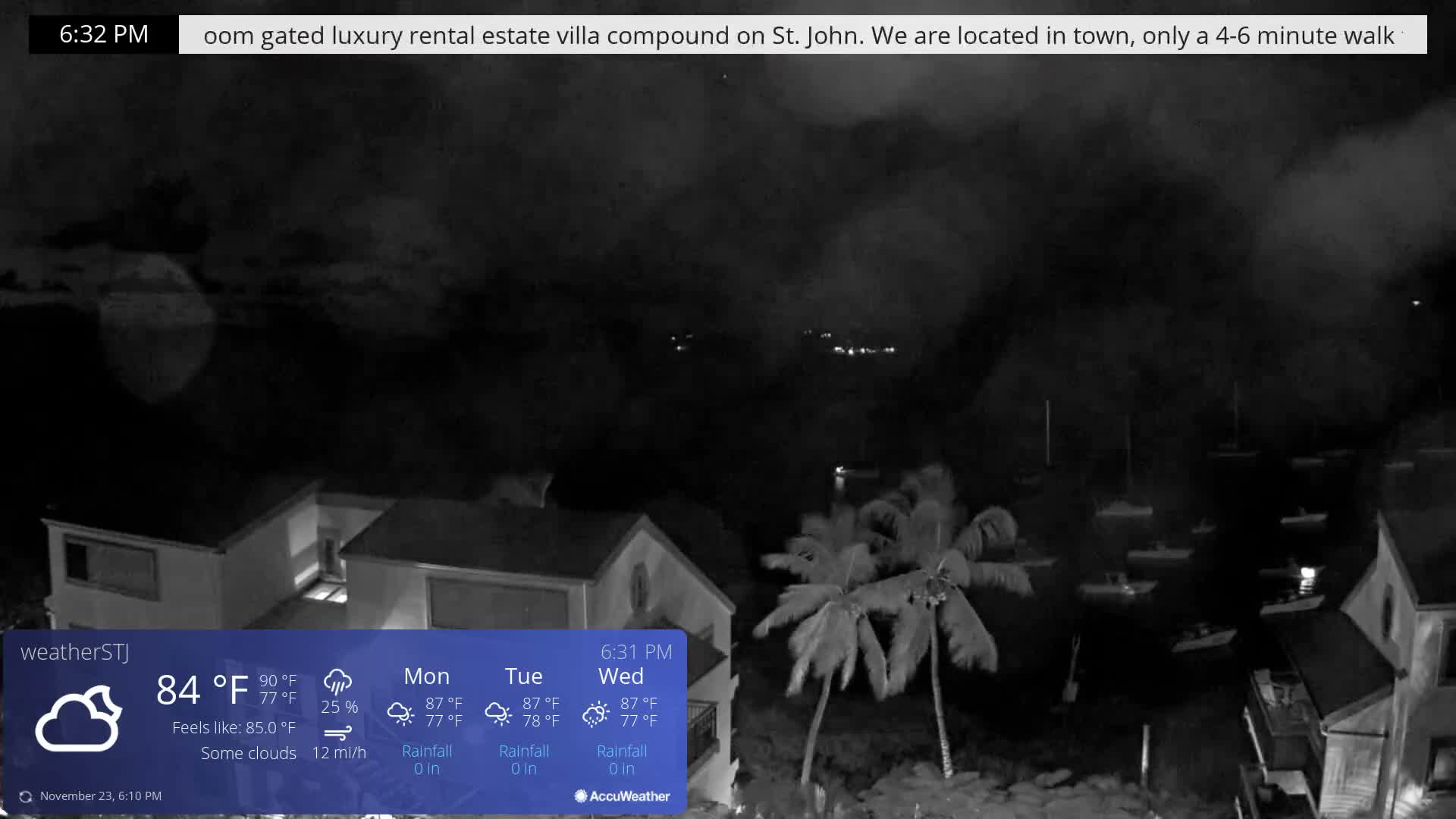 U.S Virgin Island, St John,  Mingo, Grass & Thatch Cay from Cruz Bay  Live Cam - Cruz Bay, St. John, United States Virgin Islands, USA