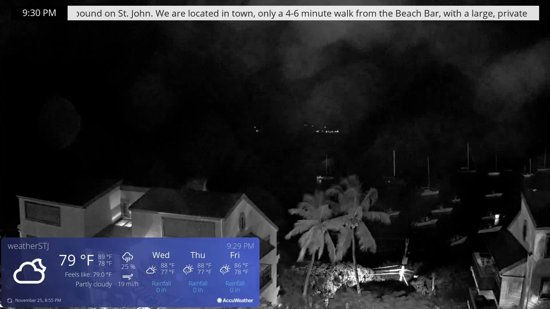 U.S Virgin Island, St John,  Mingo, Grass & Thatch Cay from Cruz Bay  Live Cam - Cruz Bay, St. John, United States Virgin Islands, USA