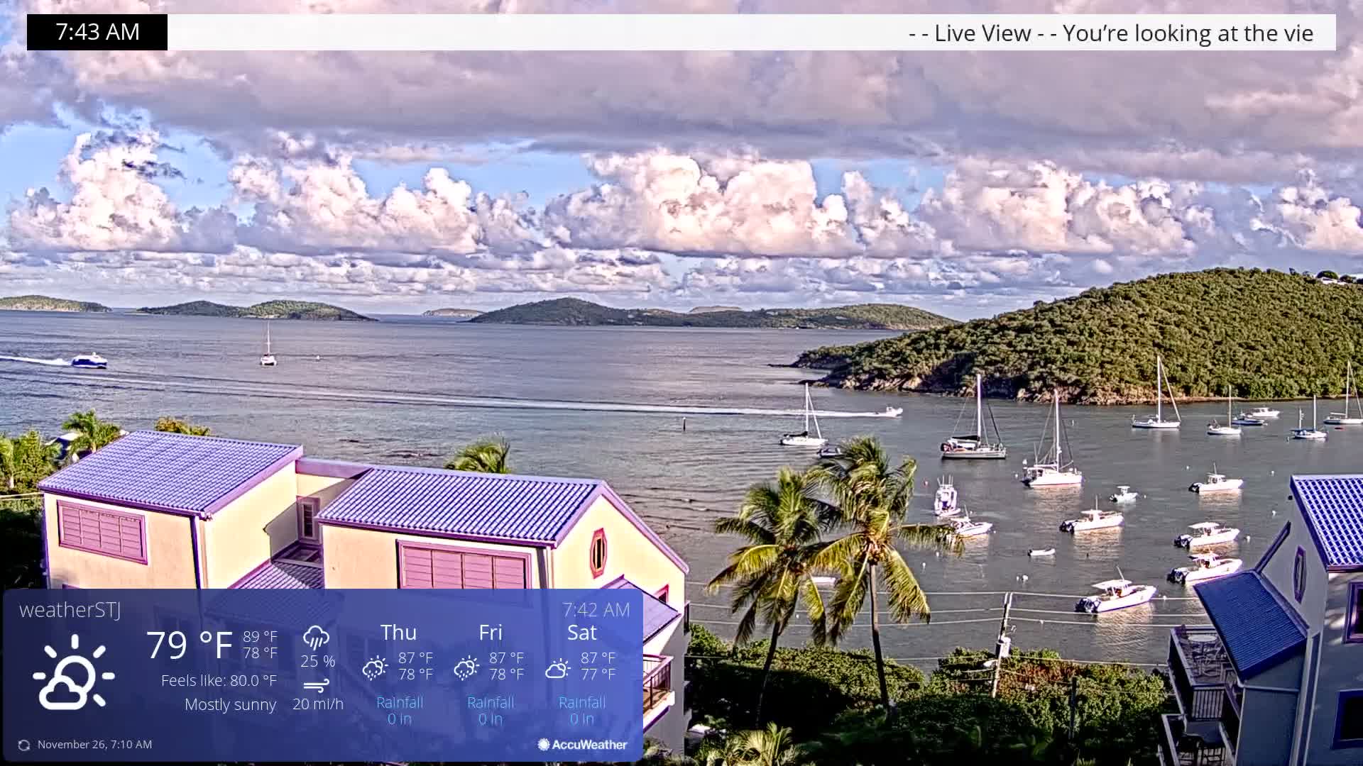 U.S Virgin Island, St John,  Mingo, Grass & Thatch Cay from Cruz Bay  Live Cam - Cruz Bay, St. John, United States Virgin Islands, USA