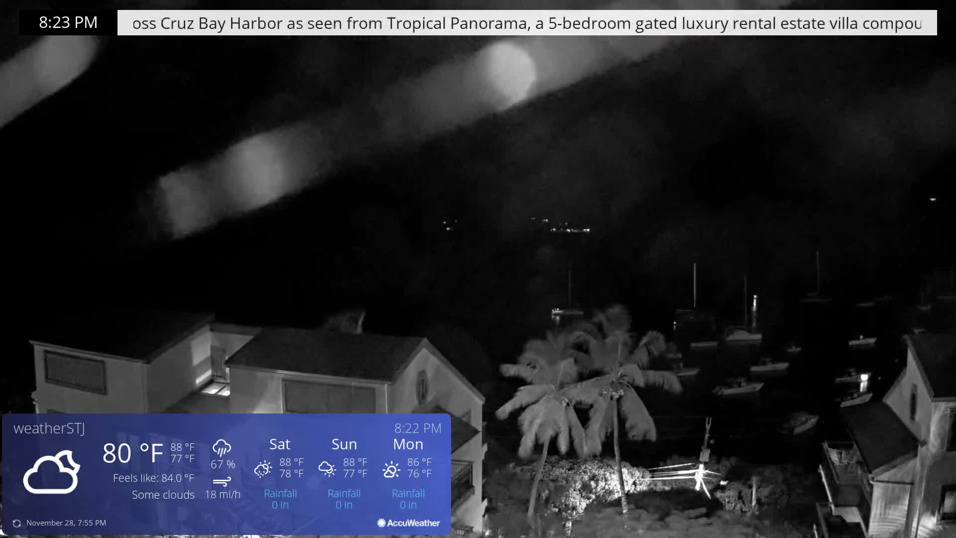 U.S Virgin Island, St John,  Mingo, Grass & Thatch Cay from Cruz Bay  Live Cam - Cruz Bay, St. John, United States Virgin Islands, USA