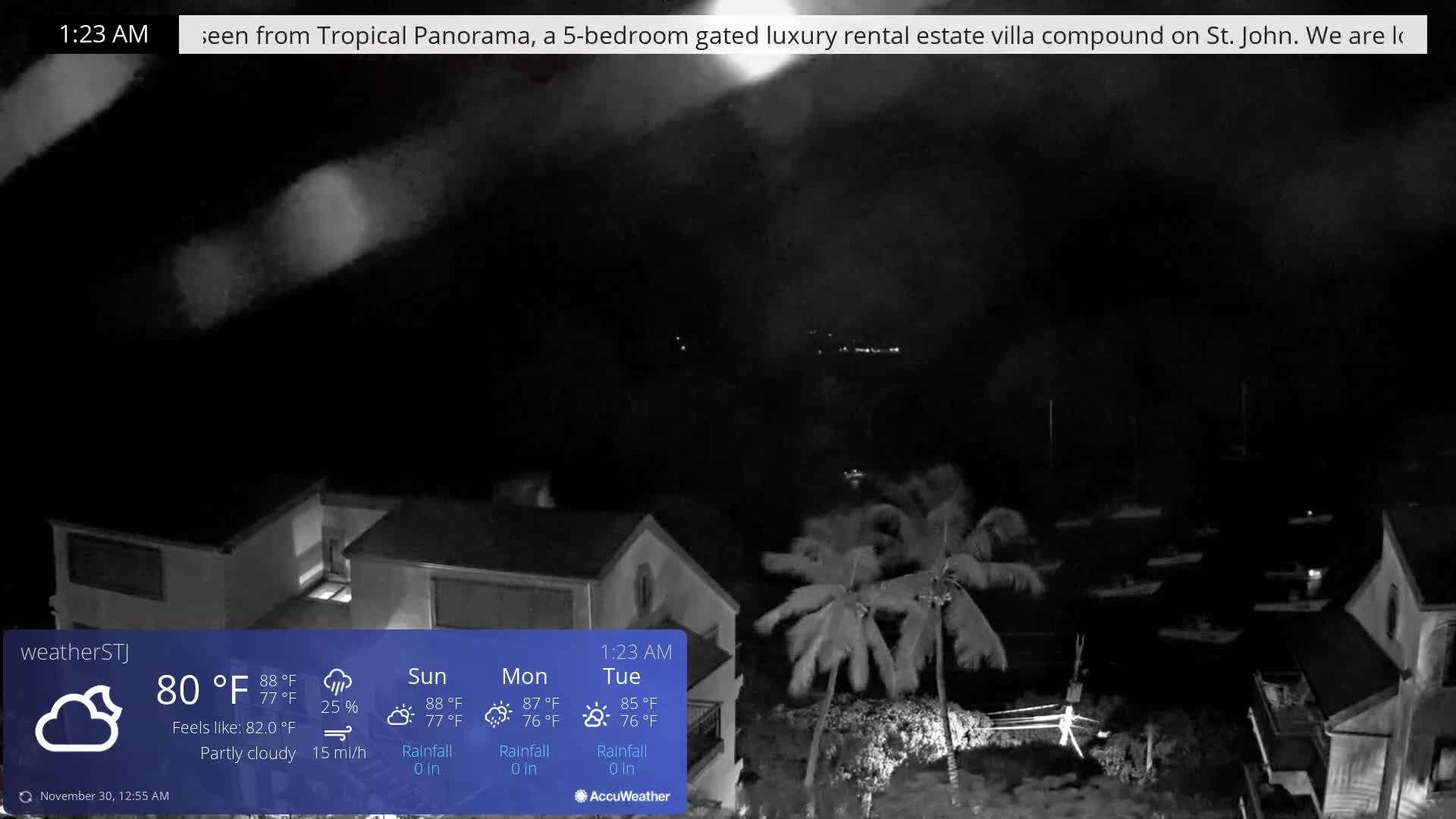 U.S Virgin Island, St John,  Mingo, Grass & Thatch Cay from Cruz Bay  Live Cam - Cruz Bay, St. John, United States Virgin Islands, USA