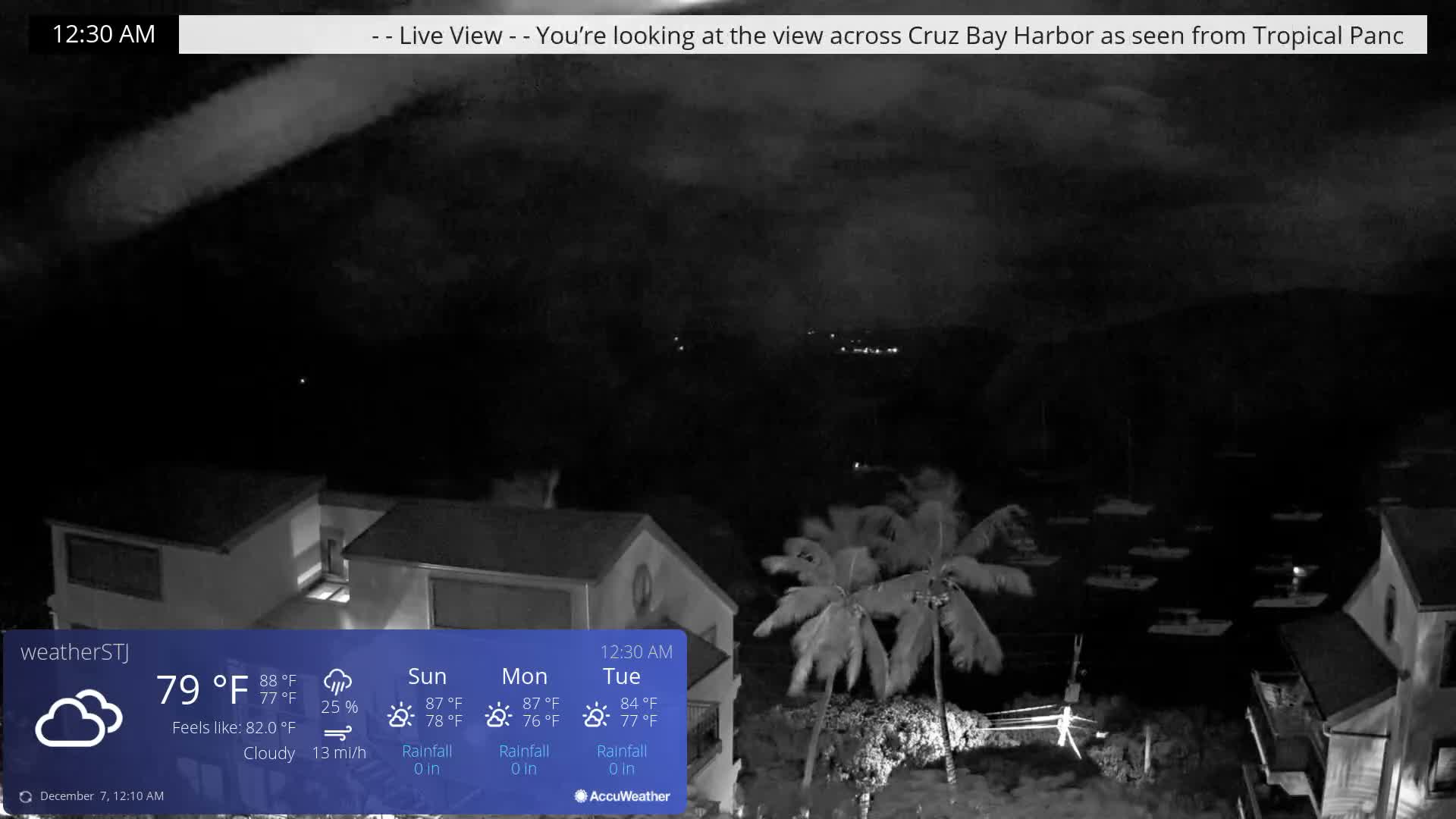 U.S Virgin Island, St John,  Mingo, Grass & Thatch Cay from Cruz Bay  Live Cam - Cruz Bay, St. John, United States Virgin Islands, USA