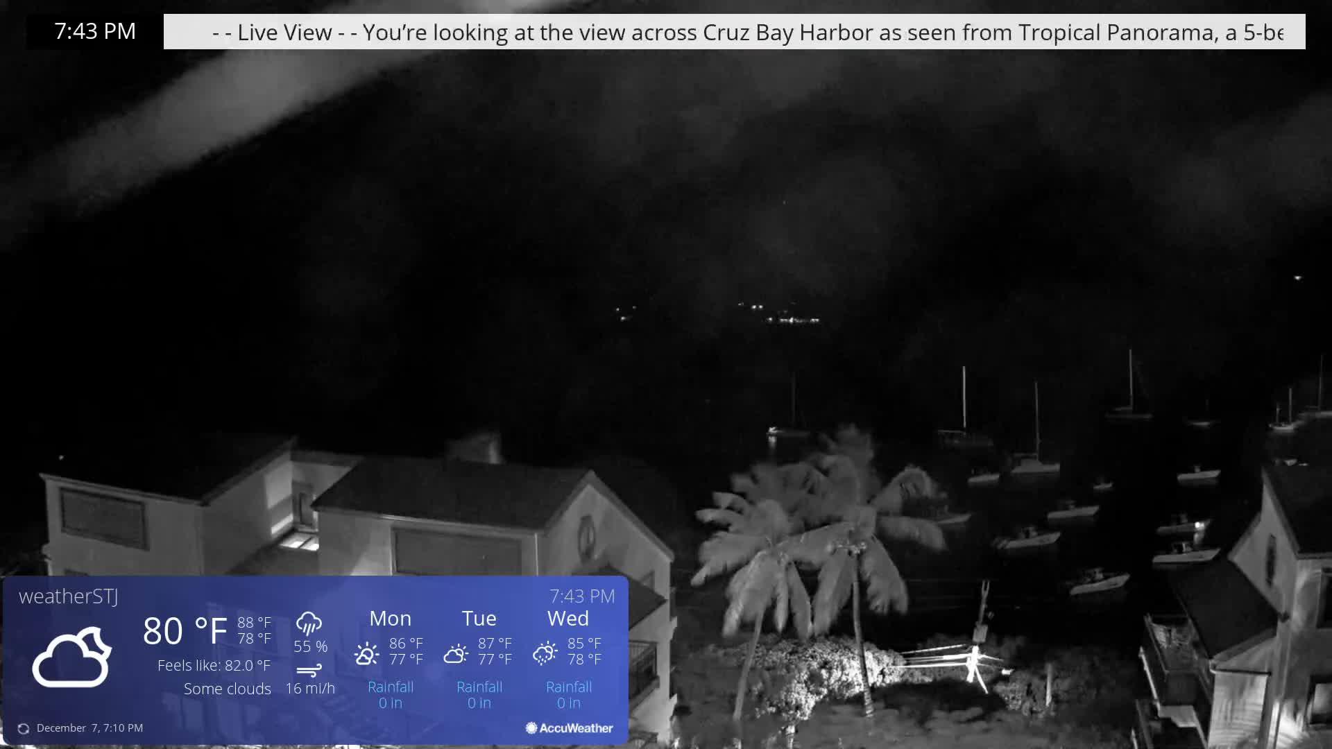 U.S Virgin Island, St John,  Mingo, Grass & Thatch Cay from Cruz Bay  Live Cam - Cruz Bay, St. John, United States Virgin Islands, USA