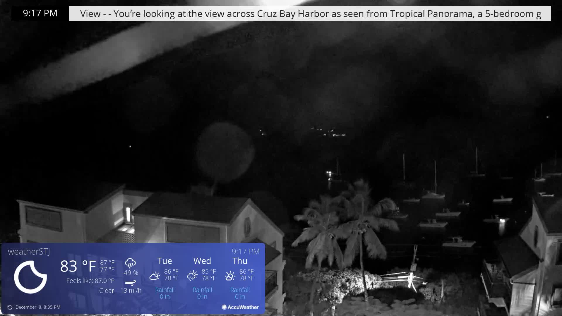 U.S Virgin Island, St John,  Mingo, Grass & Thatch Cay from Cruz Bay  Live Cam - Cruz Bay, St. John, United States Virgin Islands, USA