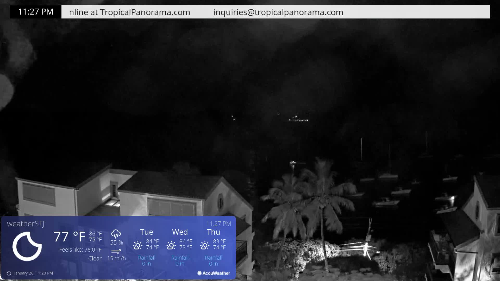 U.S Virgin Island, St John,  Mingo, Grass & Thatch Cay from Cruz Bay  Live Cam - Cruz Bay, St. John, United States Virgin Islands, USA