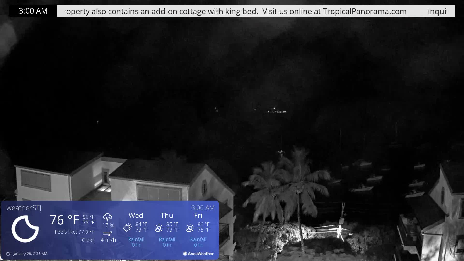 U.S Virgin Island, St John,  Mingo, Grass & Thatch Cay from Cruz Bay  Live Cam - Cruz Bay, St. John, United States Virgin Islands, USA