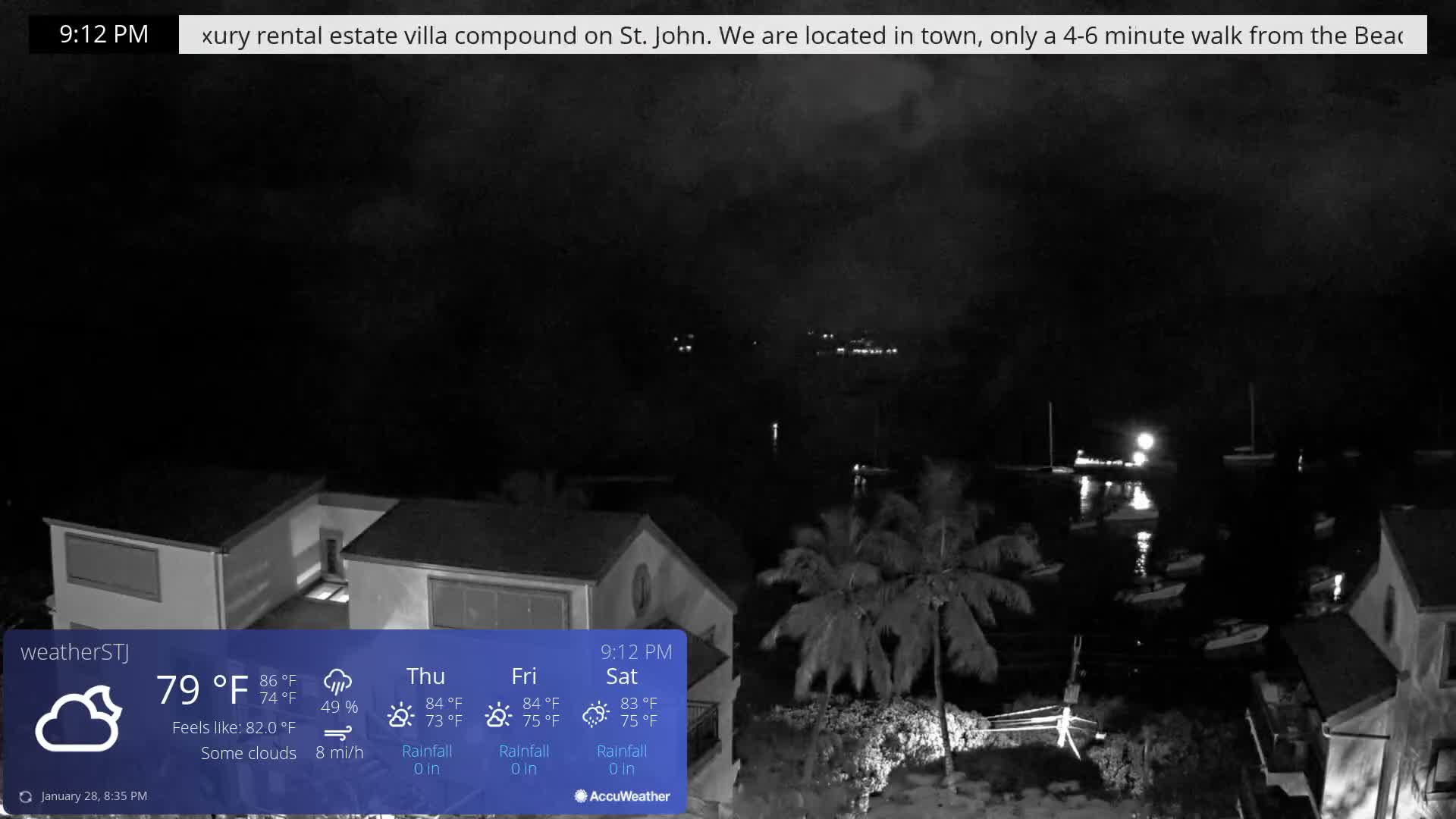 U.S Virgin Island, St John,  Mingo, Grass & Thatch Cay from Cruz Bay  Live Cam - Cruz Bay, St. John, United States Virgin Islands, USA