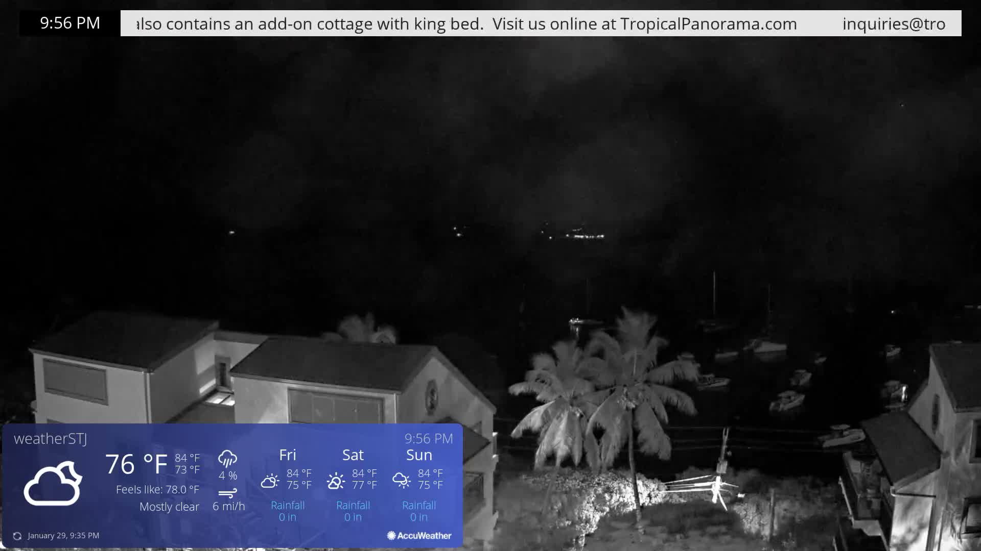 U.S Virgin Island, St John,  Mingo, Grass & Thatch Cay from Cruz Bay  Live Cam - Cruz Bay, St. John, United States Virgin Islands, USA