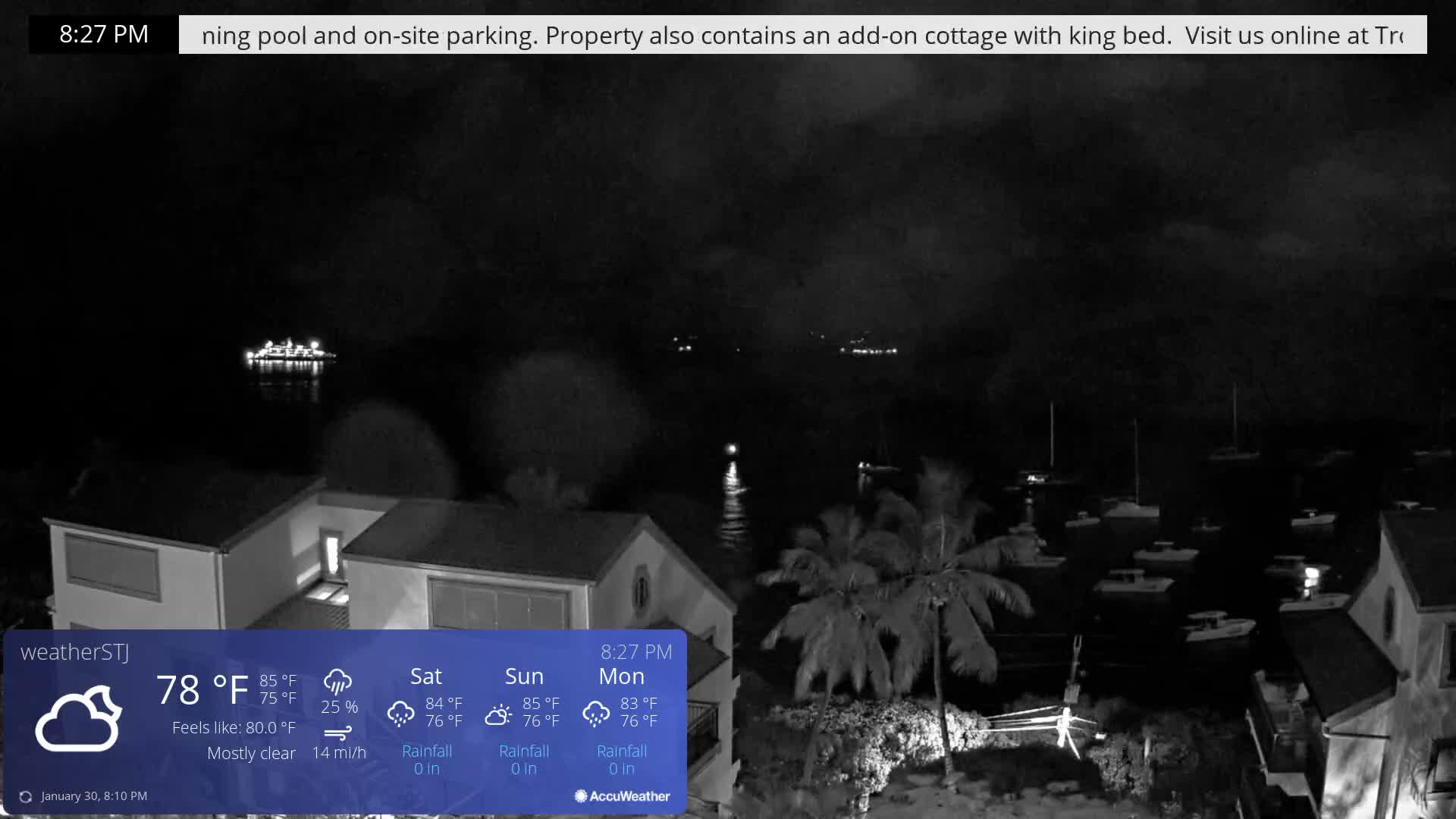 U.S Virgin Island, St John,  Mingo, Grass & Thatch Cay from Cruz Bay  Live Cam - Cruz Bay, St. John, United States Virgin Islands, USA