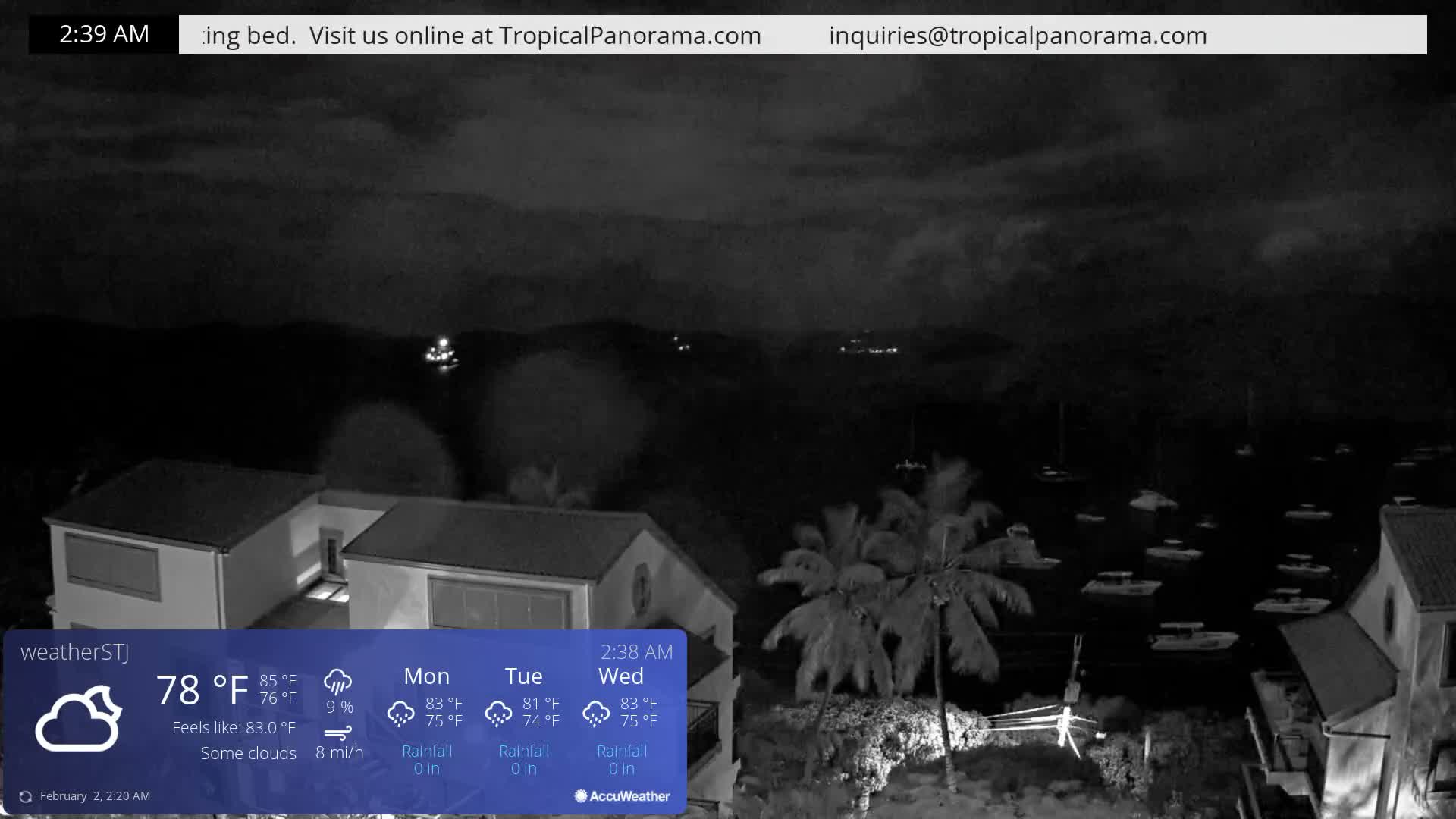 U.S Virgin Island, St John,  Mingo, Grass & Thatch Cay from Cruz Bay  Live Cam - Cruz Bay, St. John, United States Virgin Islands, USA