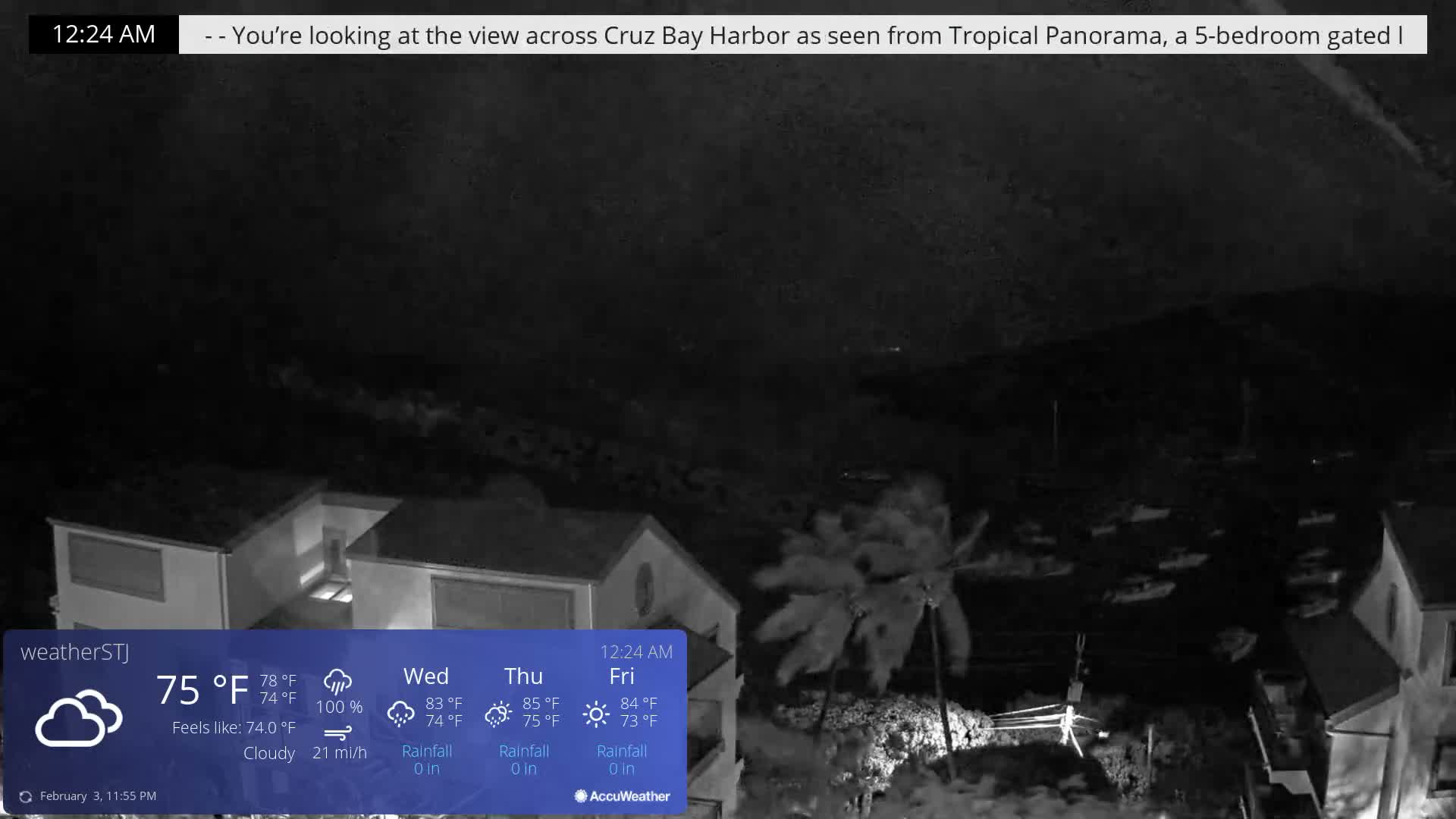 U.S Virgin Island, St John,  Mingo, Grass & Thatch Cay from Cruz Bay  Live Cam - Cruz Bay, St. John, United States Virgin Islands, USA