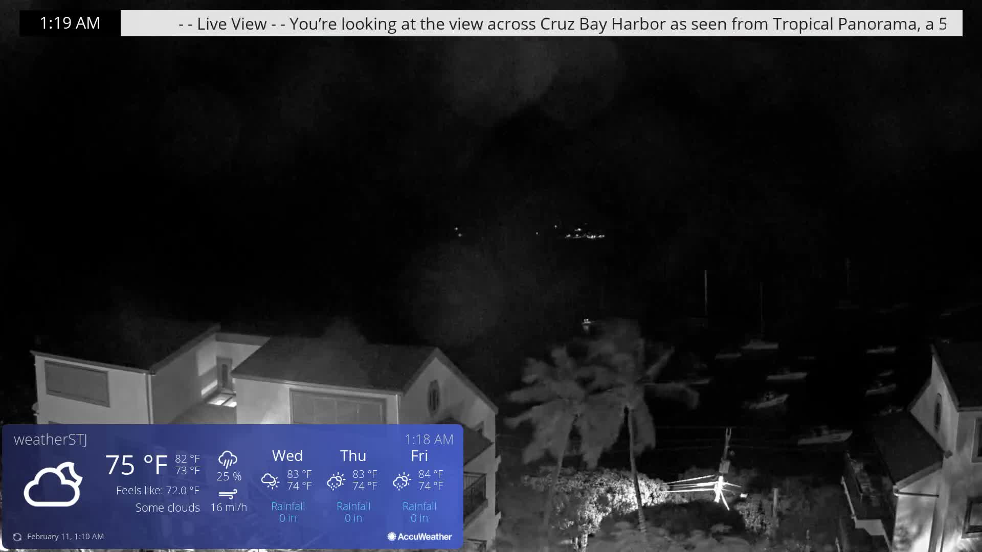 U.S Virgin Island, St John,  Mingo, Grass & Thatch Cay from Cruz Bay  Live Cam - Cruz Bay, St. John, United States Virgin Islands, USA