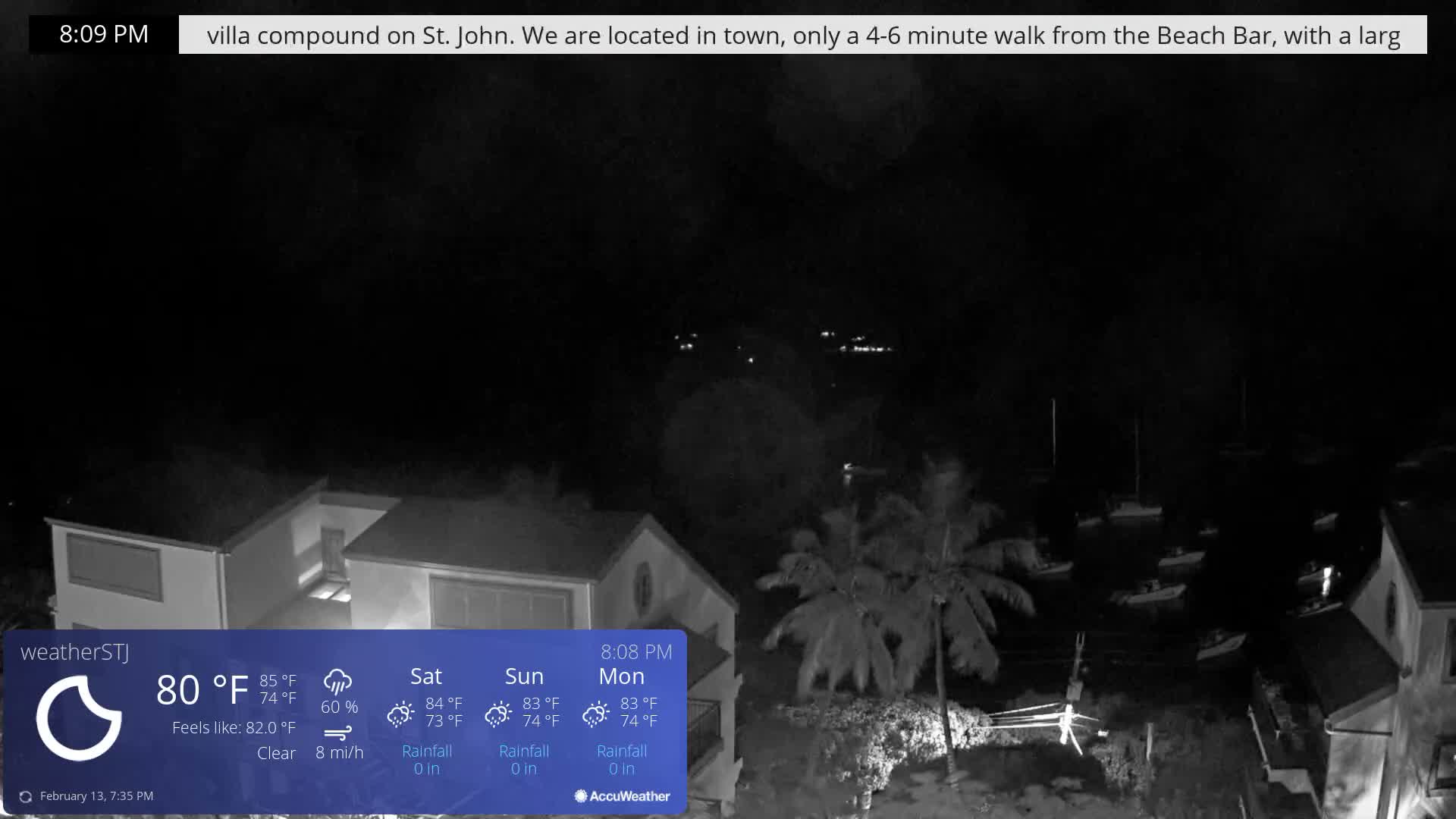 U.S Virgin Island, St John,  Mingo, Grass & Thatch Cay from Cruz Bay  Live Cam - Cruz Bay, St. John, United States Virgin Islands, USA