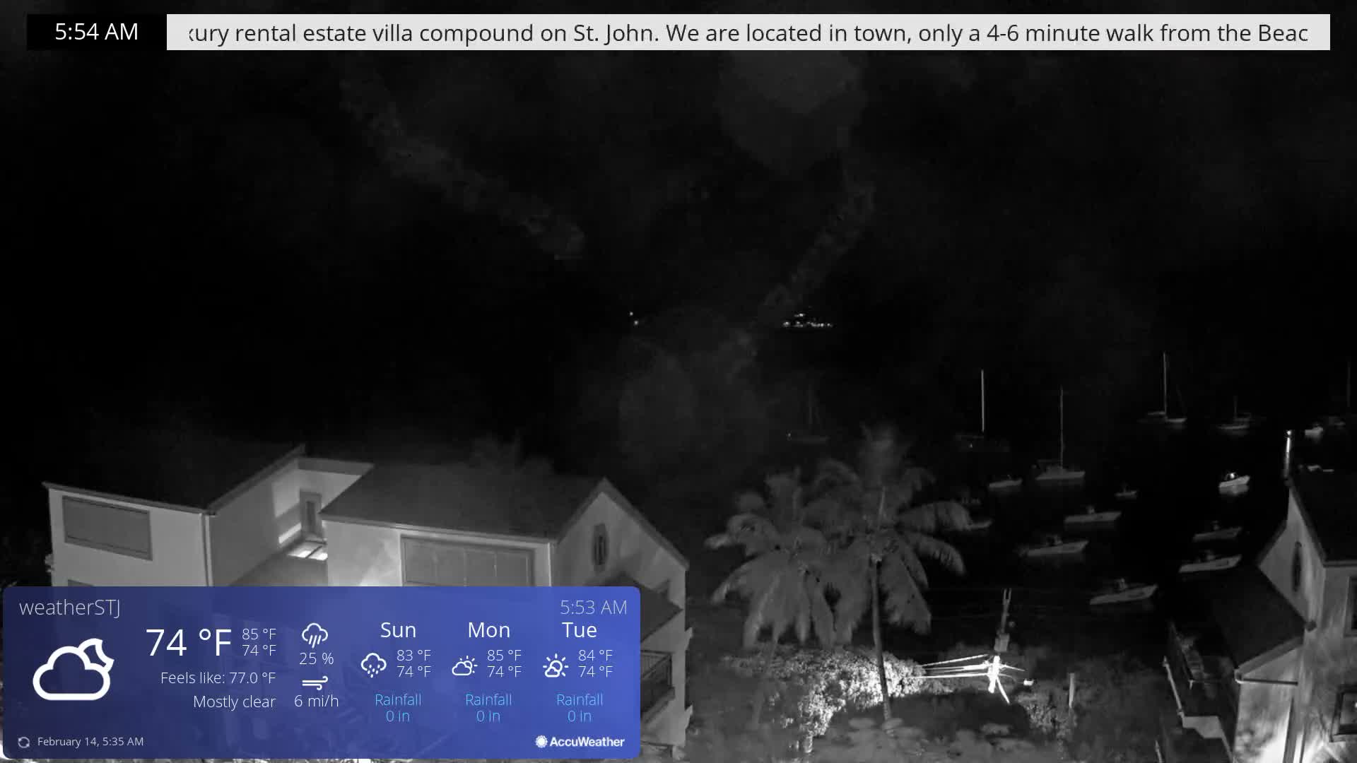 U.S Virgin Island, St John,  Mingo, Grass & Thatch Cay from Cruz Bay  Live Cam - Cruz Bay, St. John, United States Virgin Islands, USA