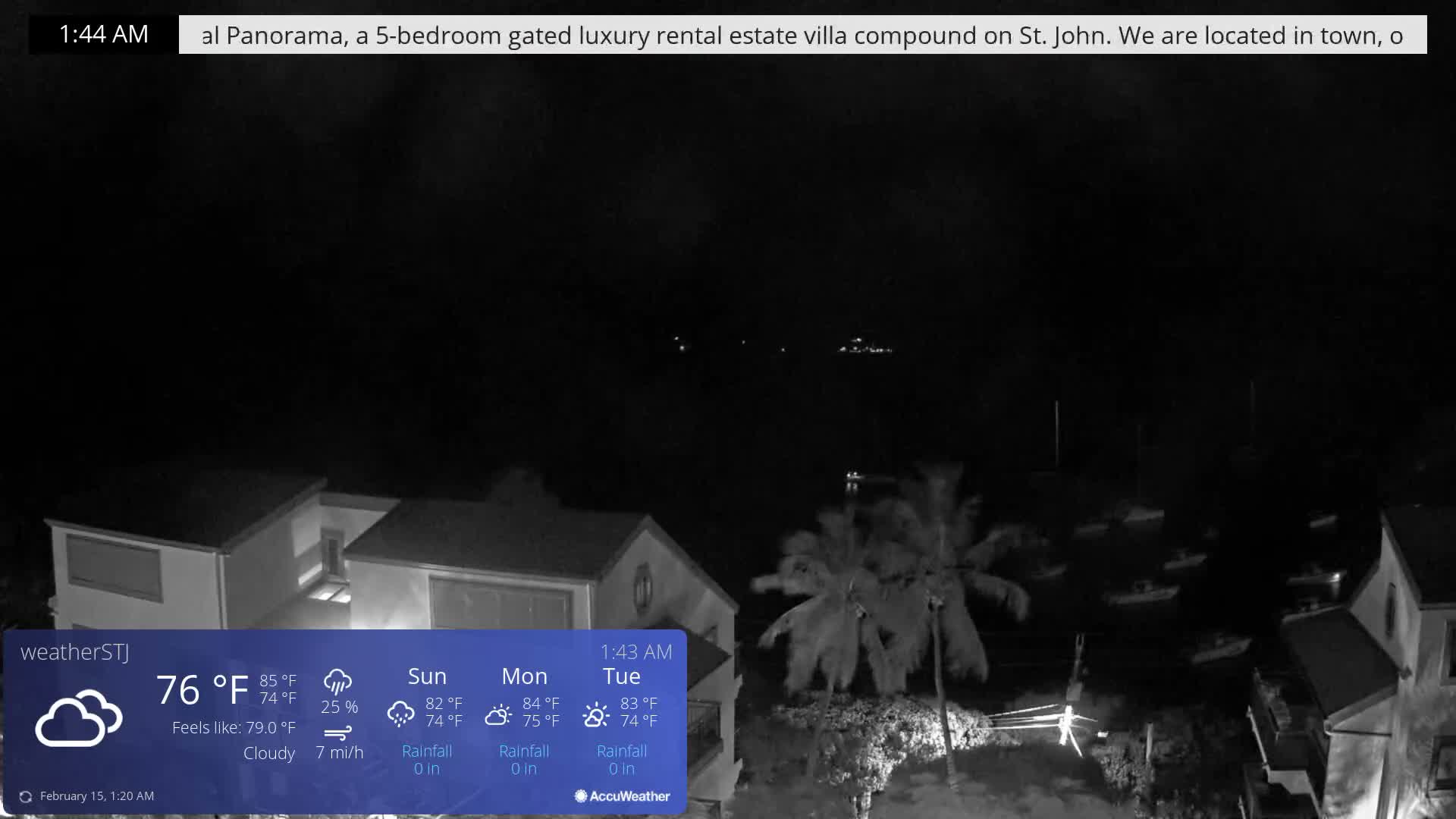 U.S Virgin Island, St John,  Mingo, Grass & Thatch Cay from Cruz Bay  Live Cam - Cruz Bay, St. John, United States Virgin Islands, USA