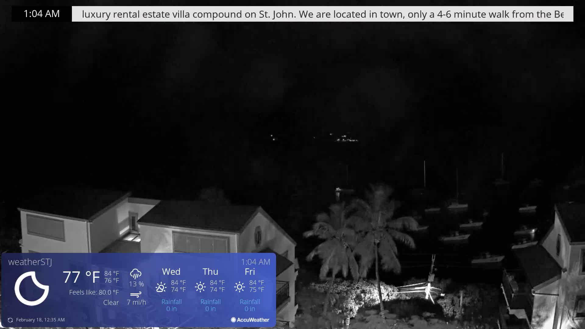 U.S Virgin Island, St John,  Mingo, Grass & Thatch Cay from Cruz Bay  Live Cam - Cruz Bay, St. John, United States Virgin Islands, USA
