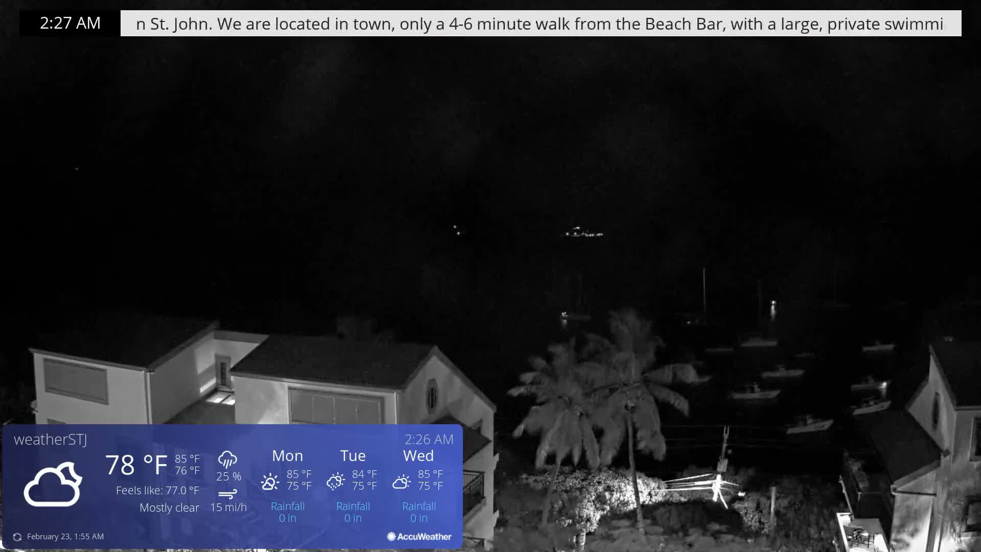 U.S Virgin Island, St John,  Mingo, Grass & Thatch Cay from Cruz Bay  Live Cam - Cruz Bay, St. John, United States Virgin Islands, USA