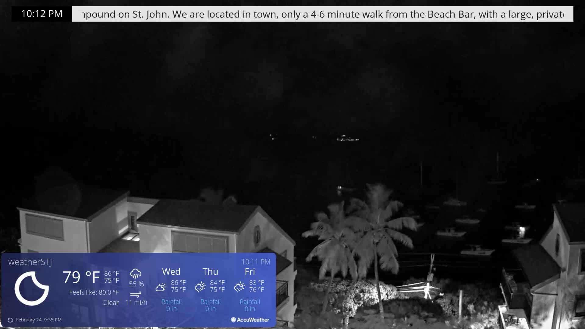 U.S Virgin Island, St John,  Mingo, Grass & Thatch Cay from Cruz Bay  Live Cam - Cruz Bay, St. John, United States Virgin Islands, USA