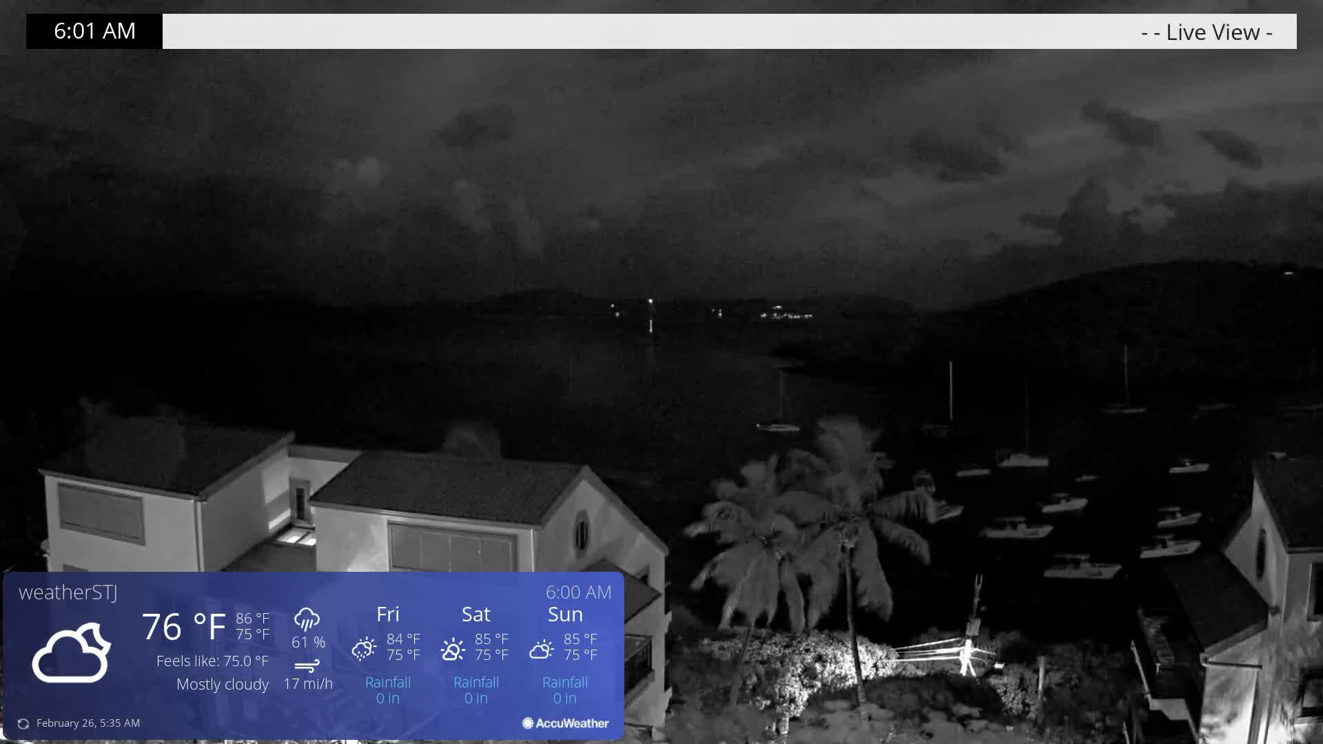U.S Virgin Island, St John,  Mingo, Grass & Thatch Cay from Cruz Bay  Live Cam - Cruz Bay, St. John, United States Virgin Islands, USA