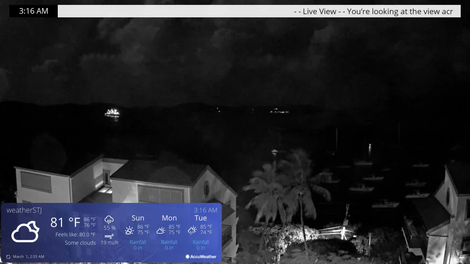 U.S Virgin Island, St John,  Mingo, Grass & Thatch Cay from Cruz Bay  Live Cam - Cruz Bay, St. John, United States Virgin Islands, USA