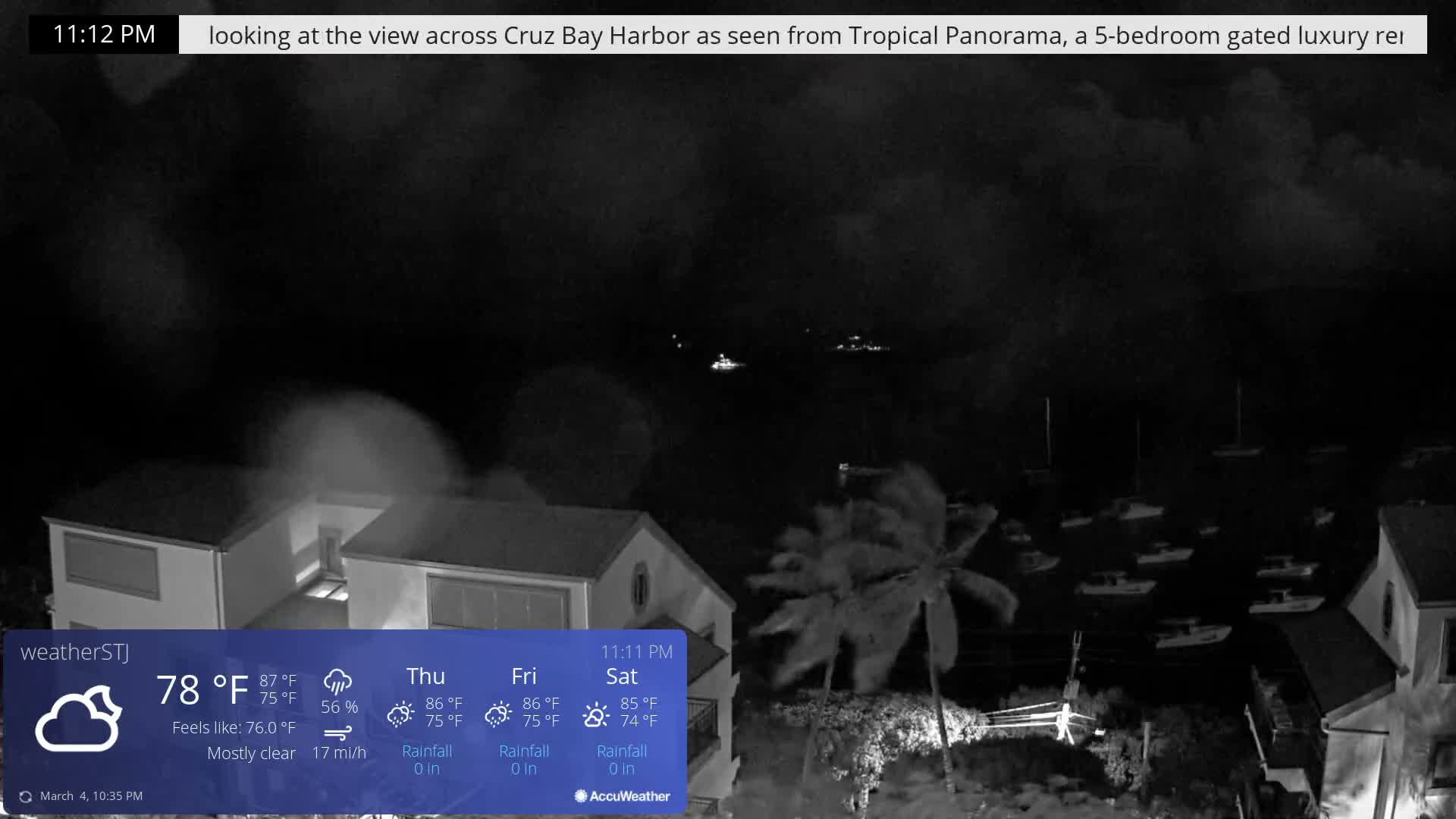 U.S Virgin Island, St John,  Mingo, Grass & Thatch Cay from Cruz Bay  Live Cam - Cruz Bay, St. John, United States Virgin Islands, USA