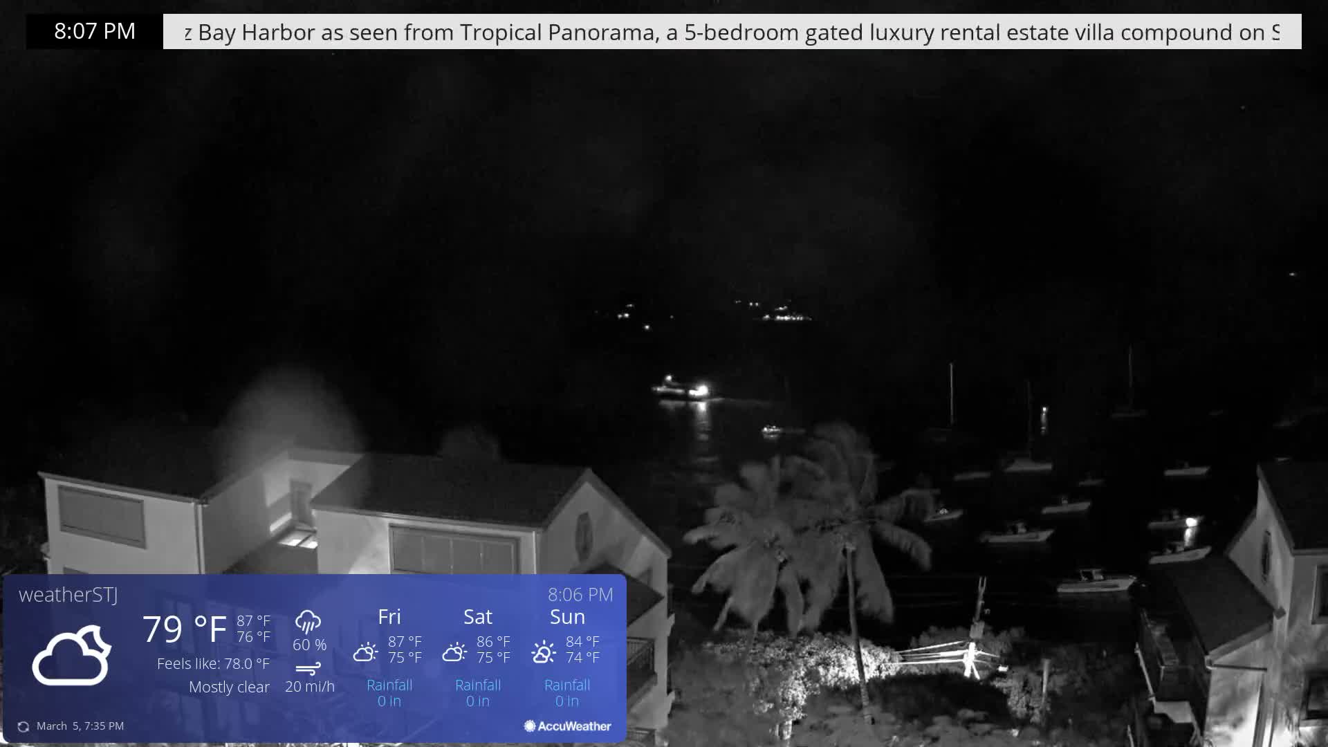 U.S Virgin Island, St John,  Mingo, Grass & Thatch Cay from Cruz Bay  Live Cam - Cruz Bay, St. John, United States Virgin Islands, USA