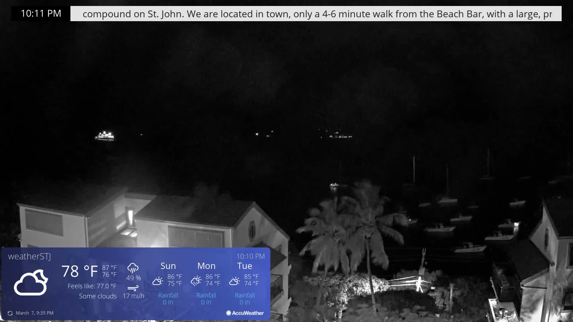 U.S Virgin Island, St John,  Mingo, Grass & Thatch Cay from Cruz Bay  Live Cam - Cruz Bay, St. John, United States Virgin Islands, USA