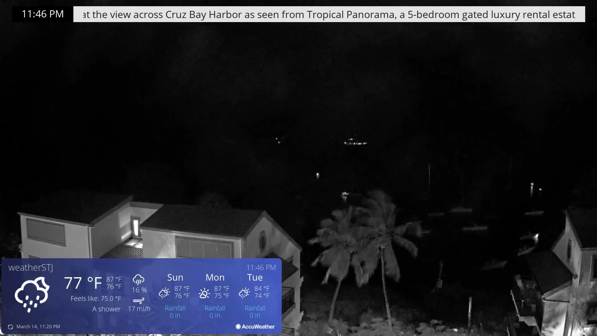 U.S Virgin Island, St John,  Mingo, Grass & Thatch Cay from Cruz Bay  Live Cam - Cruz Bay, St. John, United States Virgin Islands, USA