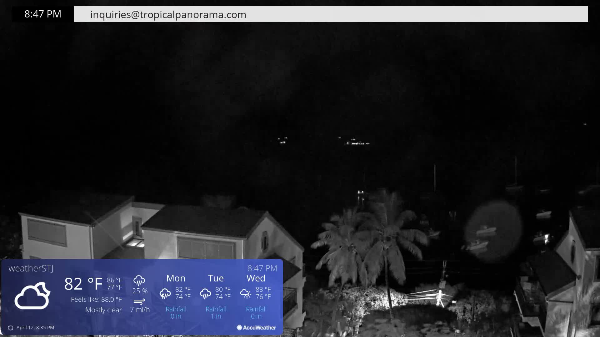 U.S Virgin Island, St John,  Mingo, Grass & Thatch Cay from Cruz Bay  Live Cam - Cruz Bay, St. John, United States Virgin Islands, USA