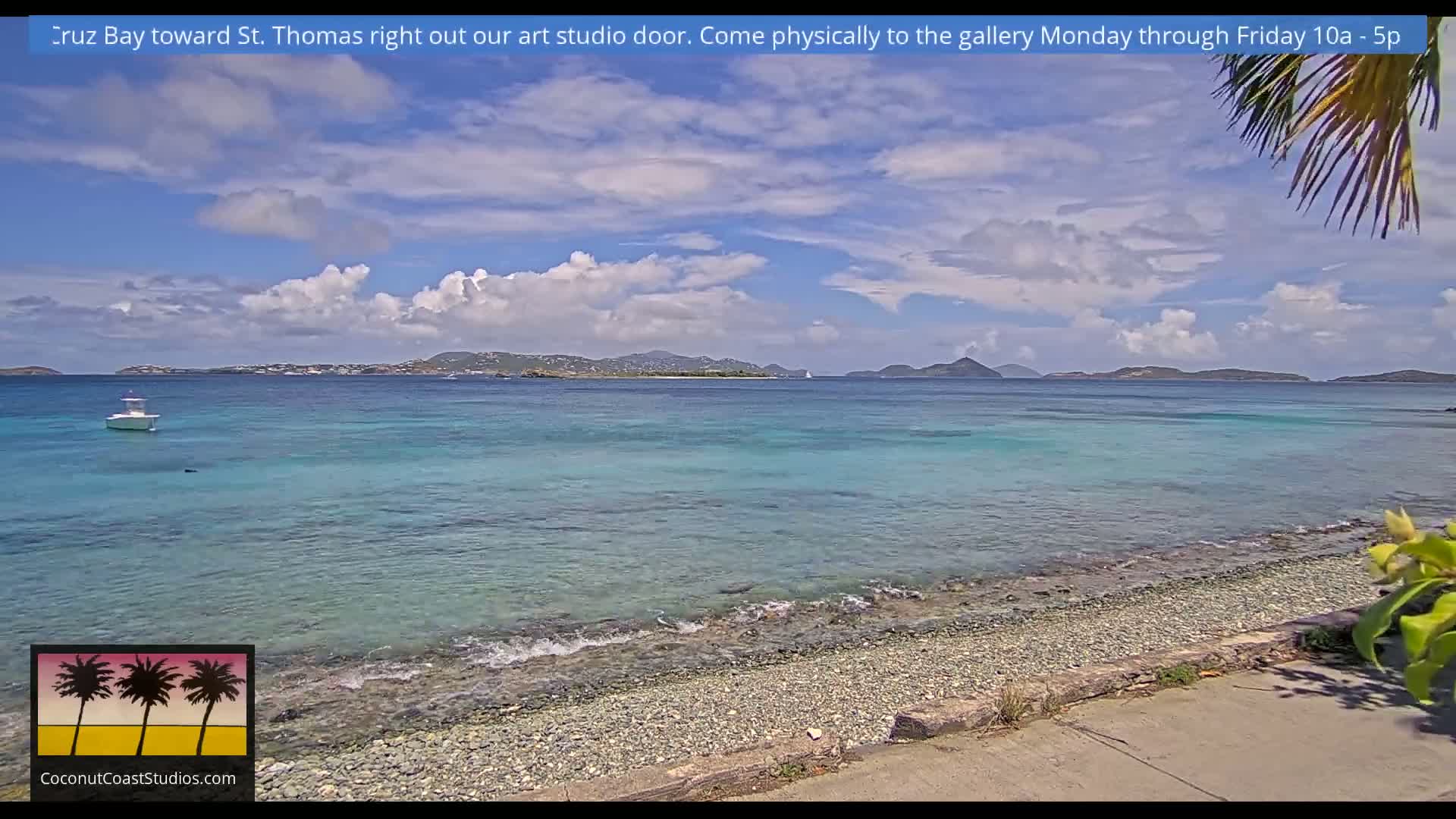 St. John, Frank Bay, Steven Cay & St. Thomas  View  Live Cam - Cruz Bay, St. John, United States Virgin Islands, USA