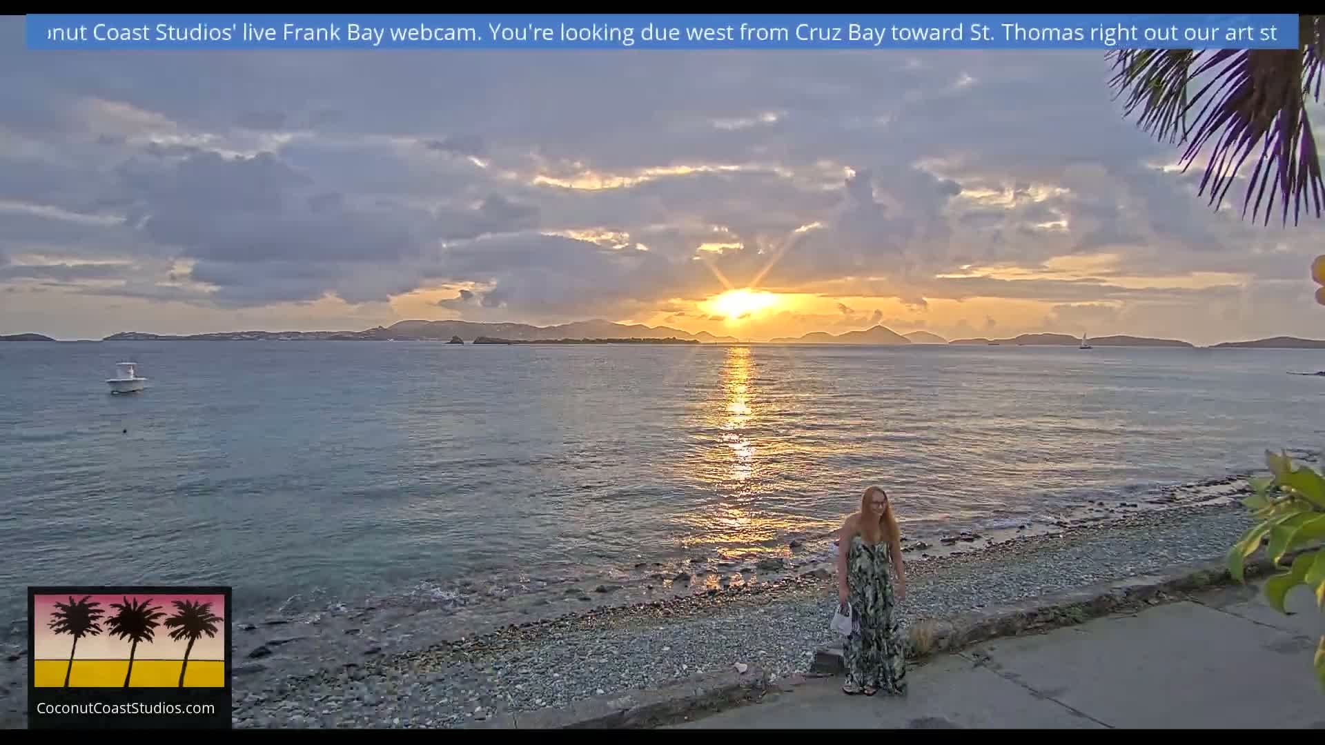 St. John, Frank Bay, Steven Cay & St. Thomas  View  Live Cam - Cruz Bay, St. John, United States Virgin Islands, USA
