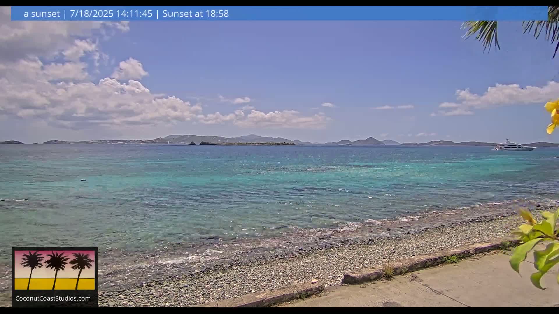 St. John, Frank Bay, Steven Cay & St. Thomas  View  Live Cam - Cruz Bay, St. John, United States Virgin Islands, USA