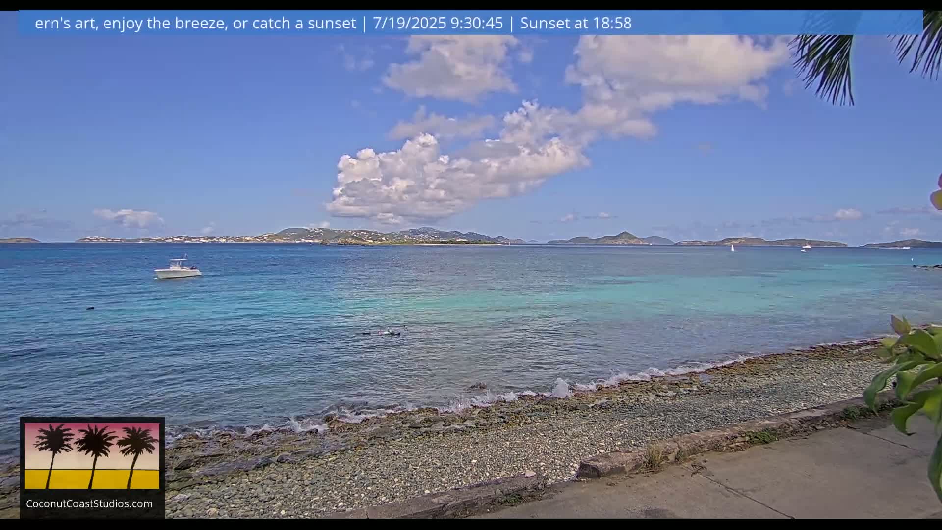 St. John, Frank Bay, Steven Cay & St. Thomas  View  Live Cam - Cruz Bay, St. John, United States Virgin Islands, USA