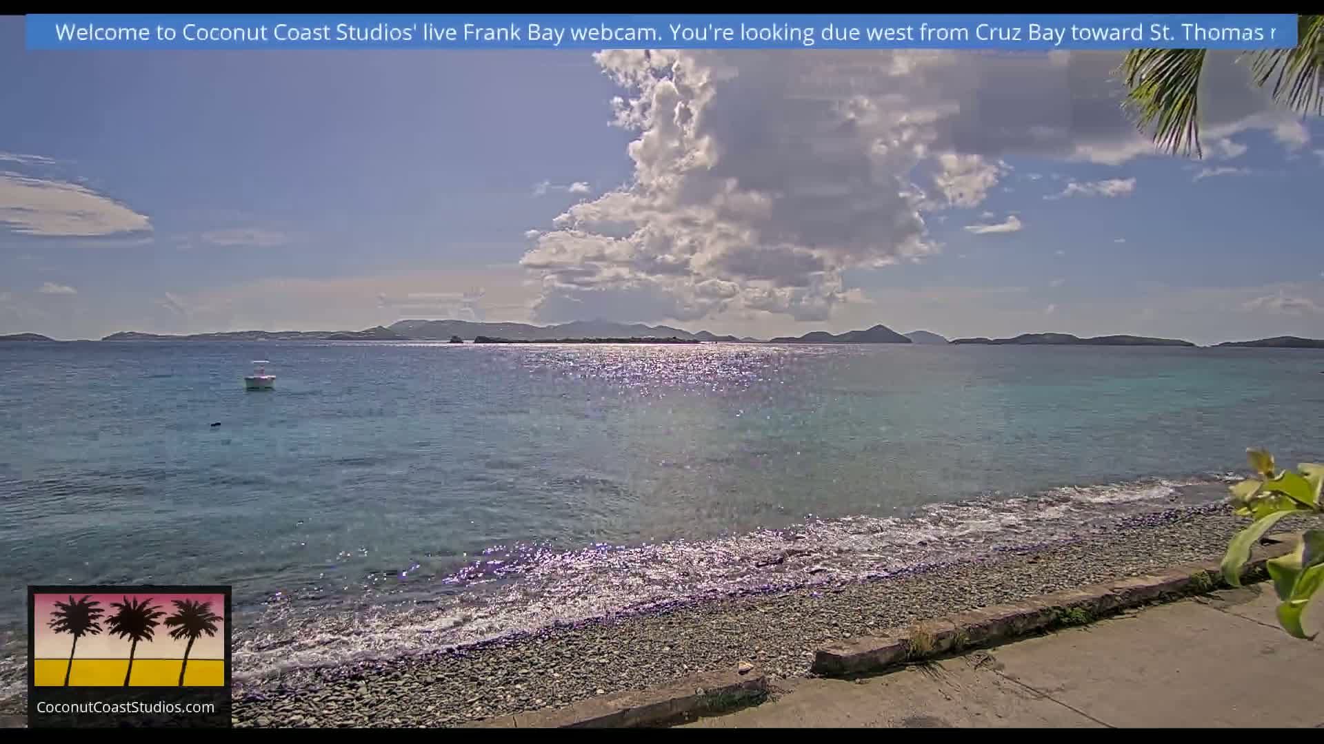 St. John, Frank Bay, Steven Cay & St. Thomas  View  Live Cam - Cruz Bay, St. John, United States Virgin Islands, USA